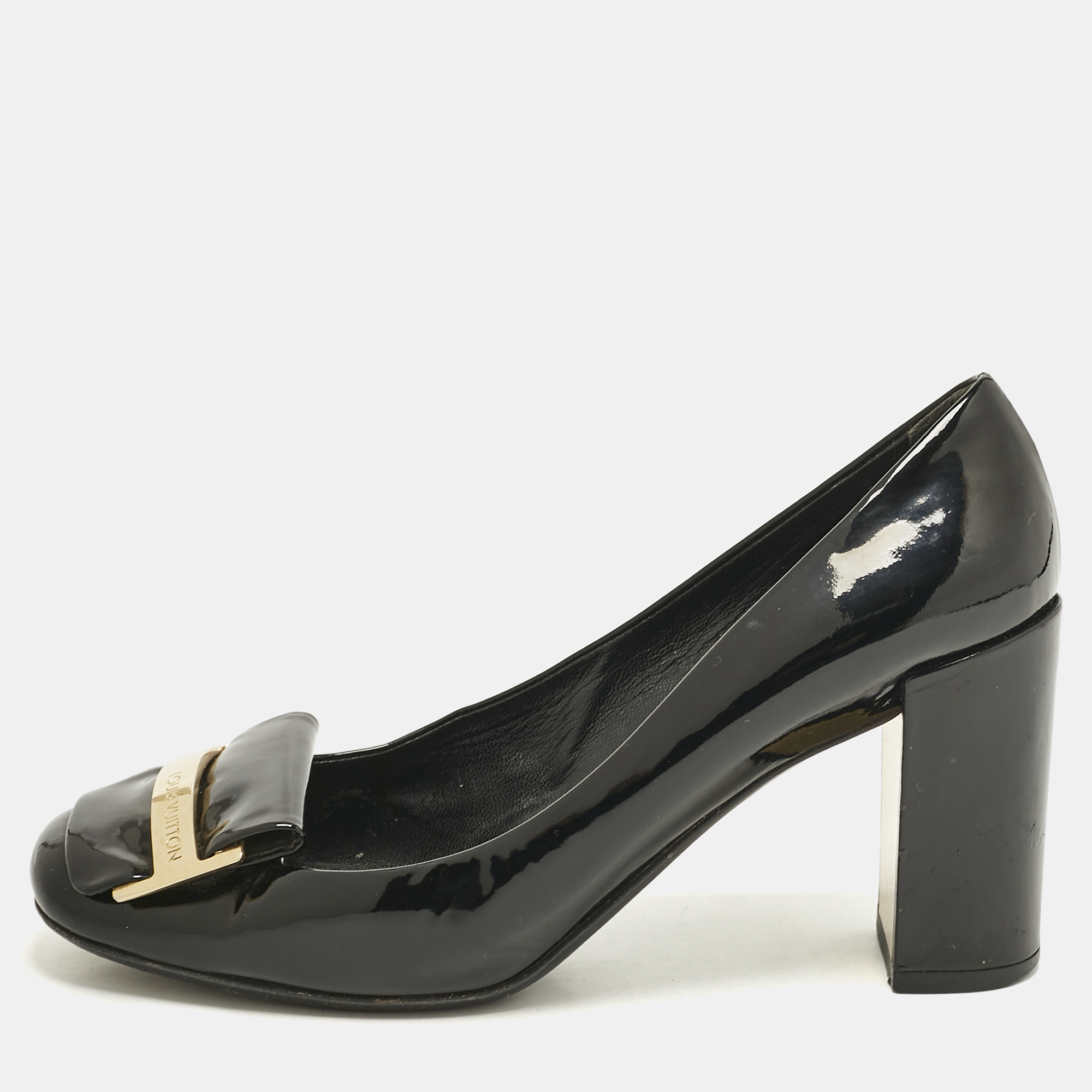 

Louis Vuitton Black Patent Leather Round Toe Pumps Size