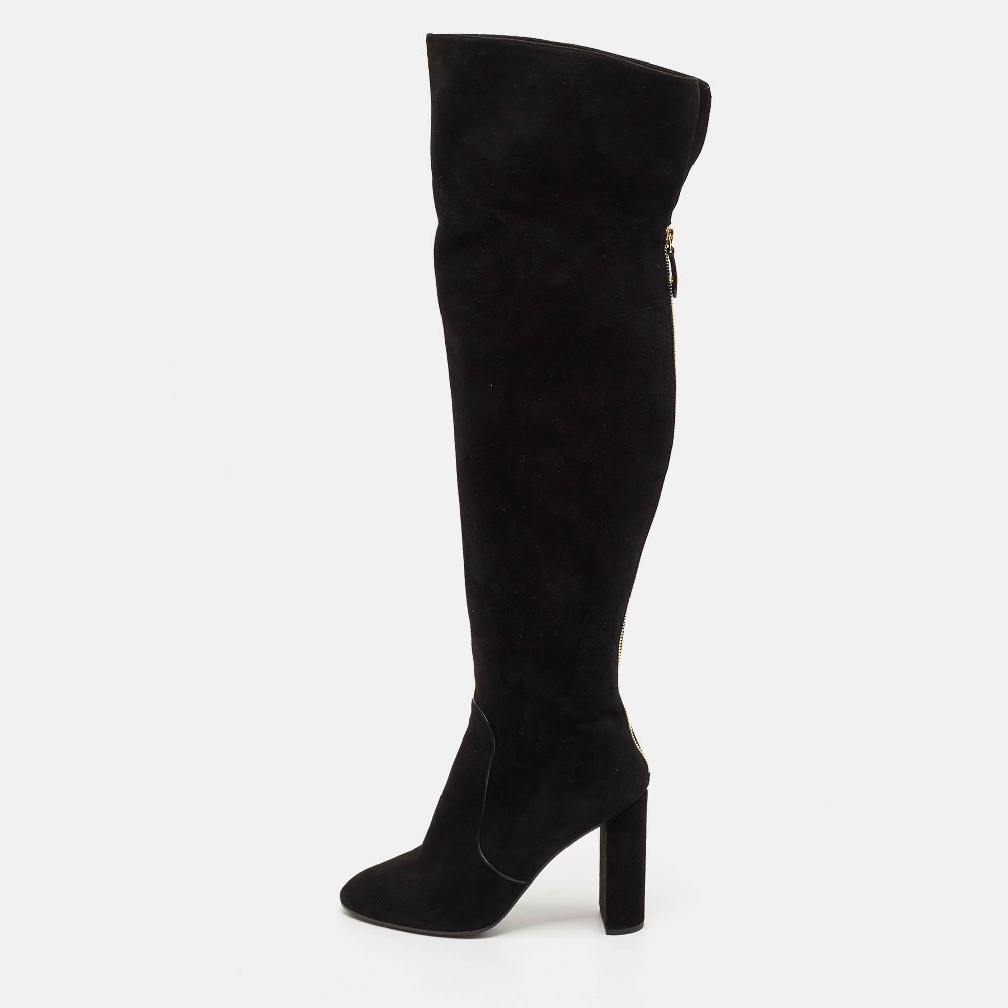 

Louis Vuitton Black Suede Knee Length Boots Size