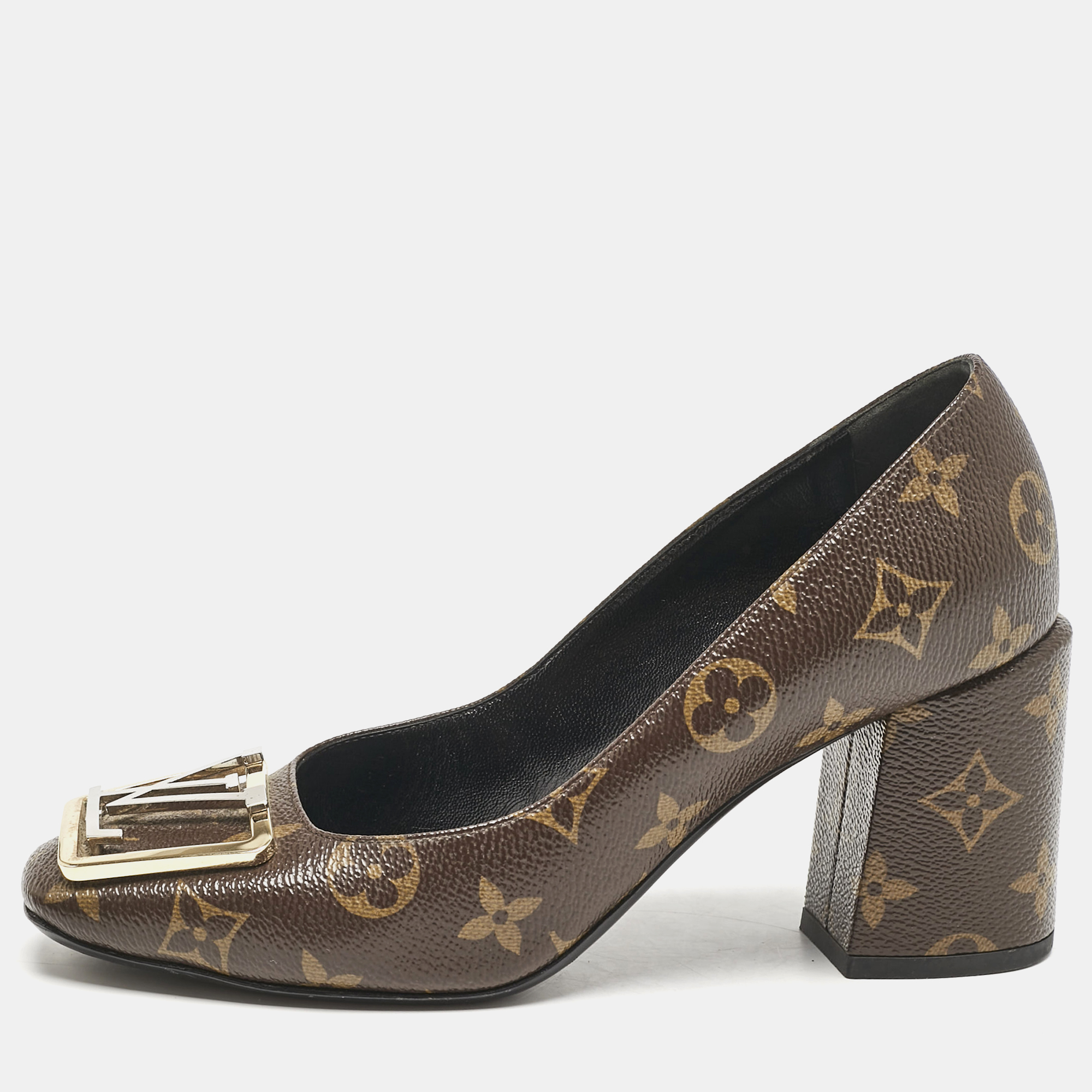 

Louis Vuitton Monogram Canvas Medallion Pumps Size, Brown