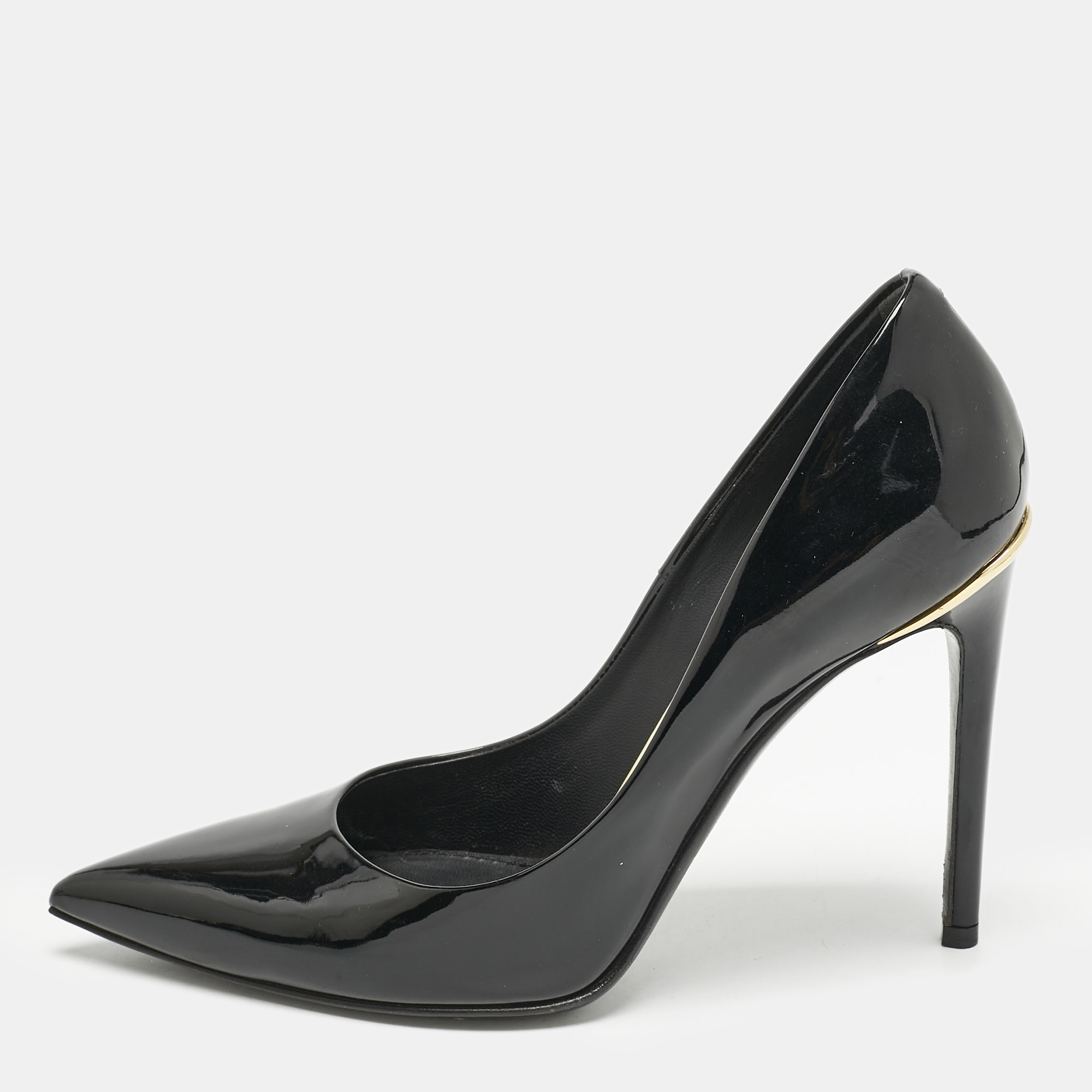 Pre-owned Louis Vuitton Black Patent Leather Eyeline Pumps Size 37.5