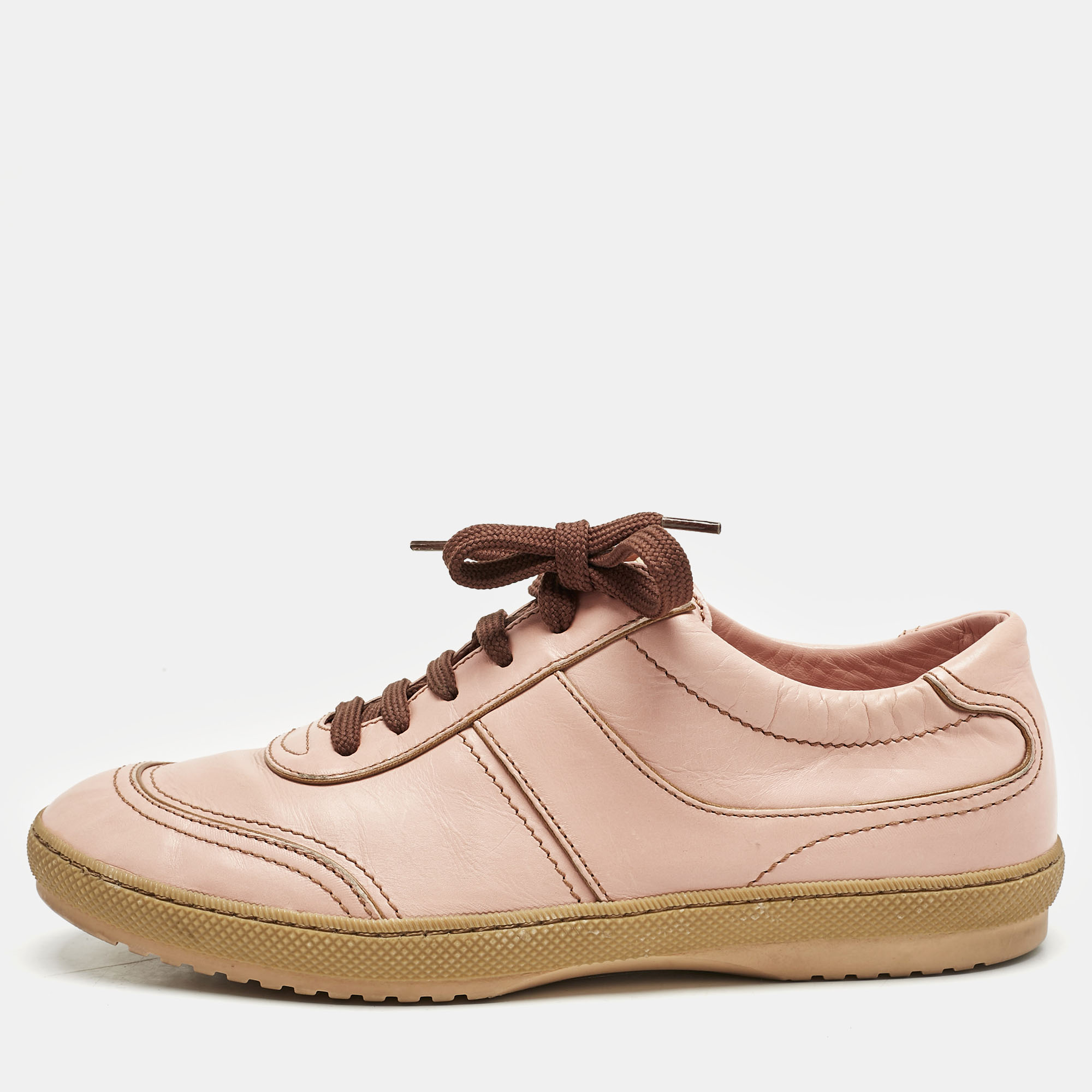 

Louis Vuitton Pink Leather Lace Up Sneakers Size
