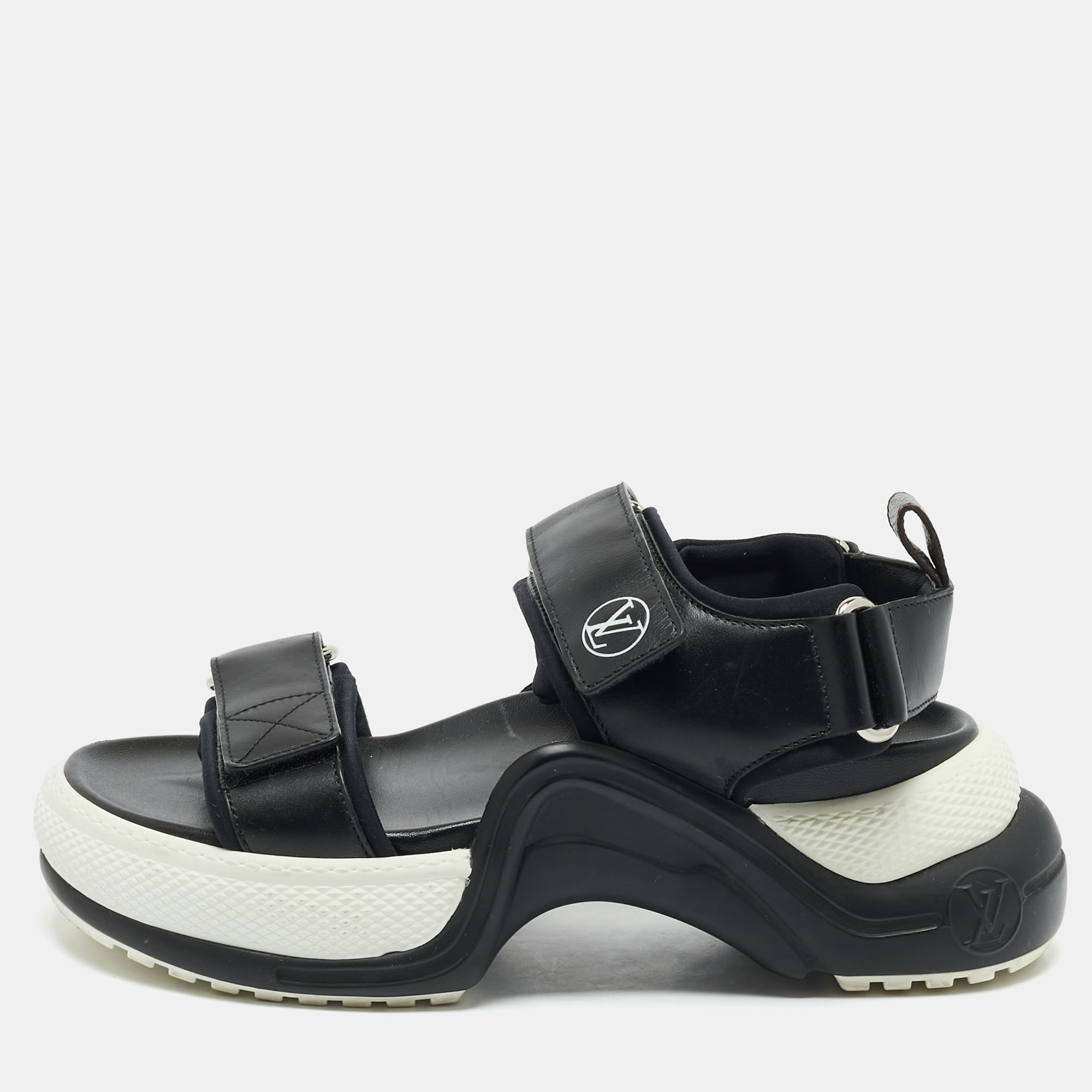 

Louis Vuitton Black Leather Paseo Comfort Sandals Size