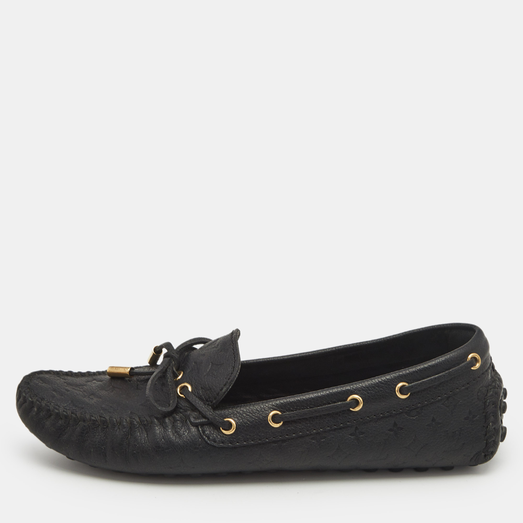 

Louis Vuitton Black Monogram Leather Gloria Slip On Loafers Size