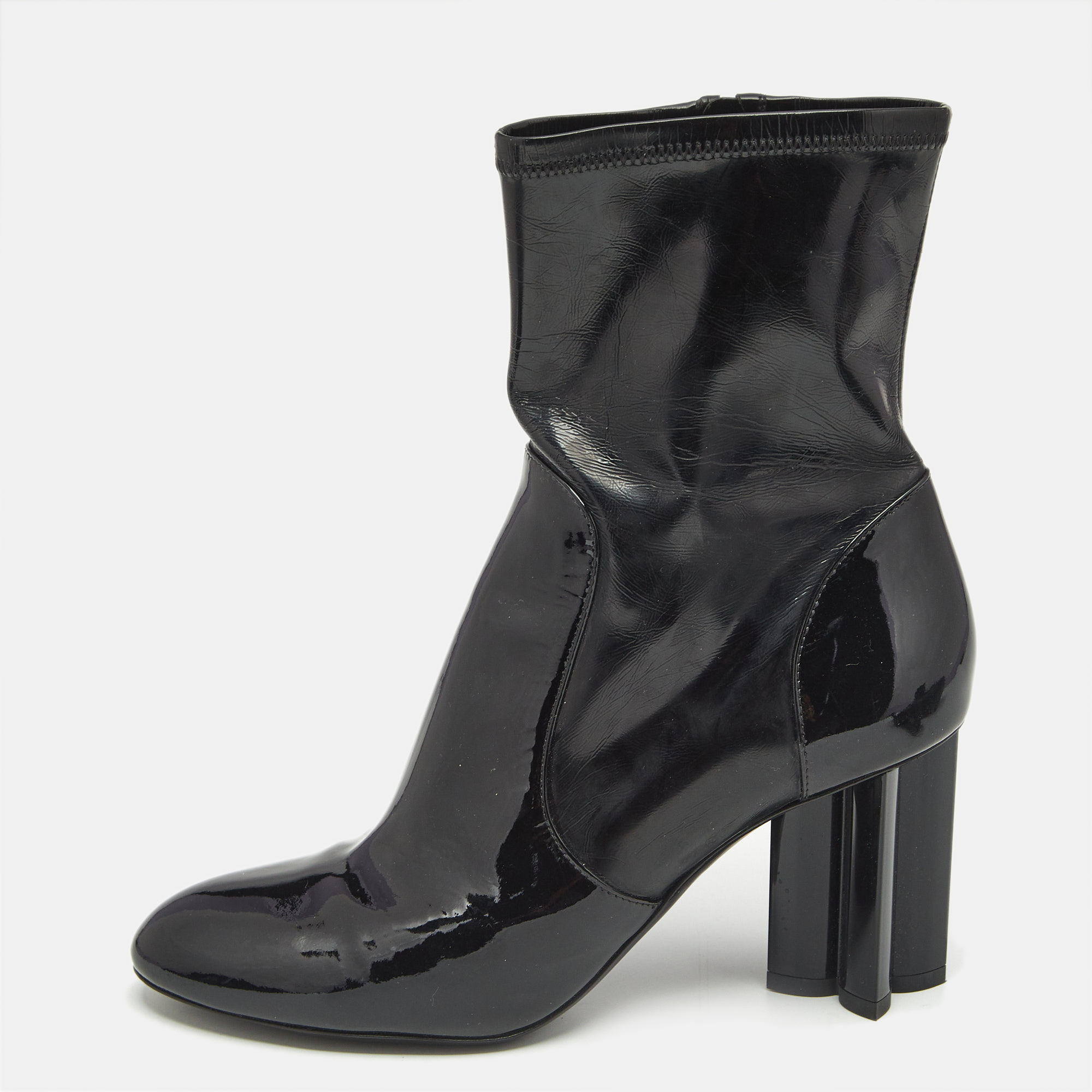 

Louis Vuitton Black Patent Leather Silhouette Ankle Boots Size