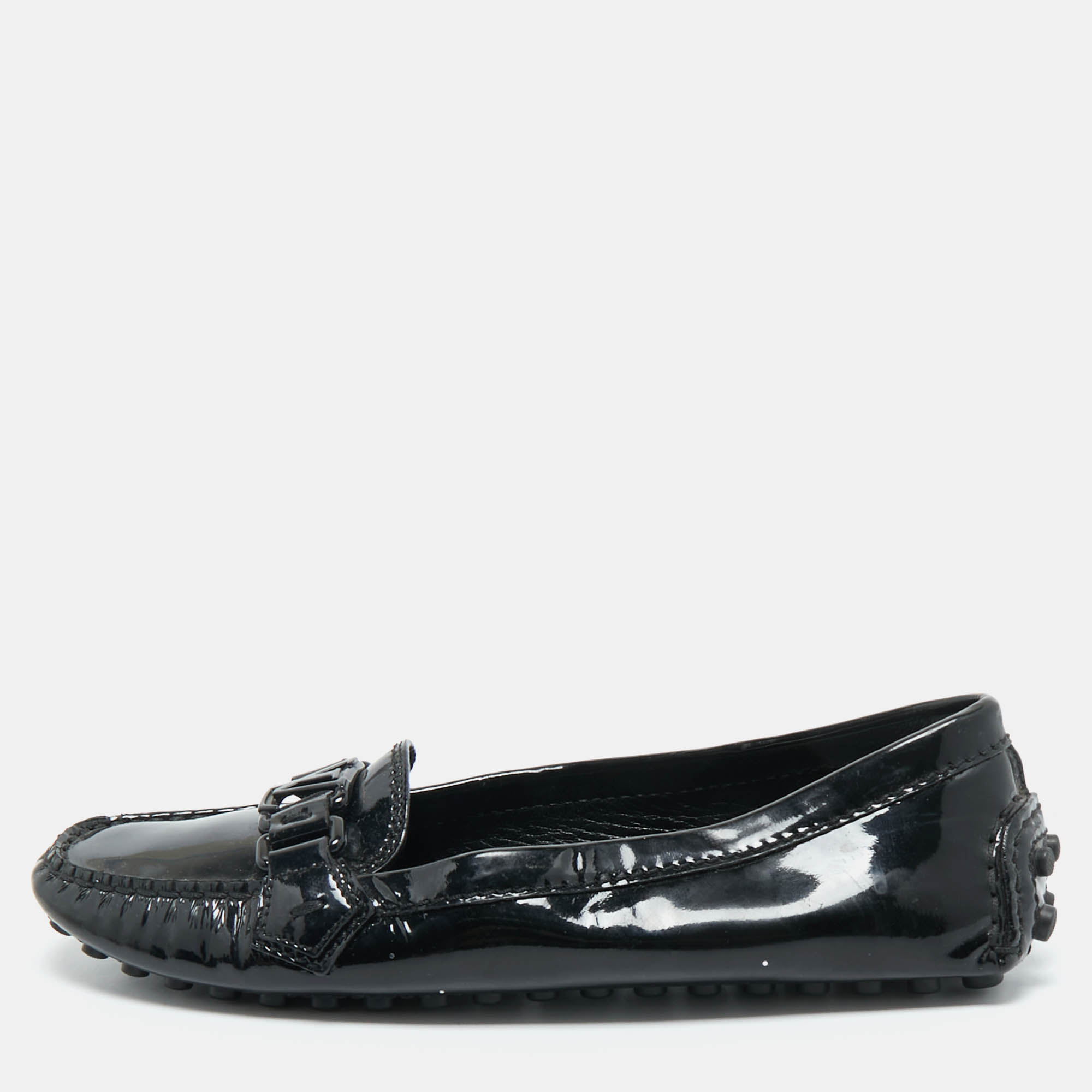 

Louis Vuitton Black Patent Leather Oxford Slip On Loafers Size