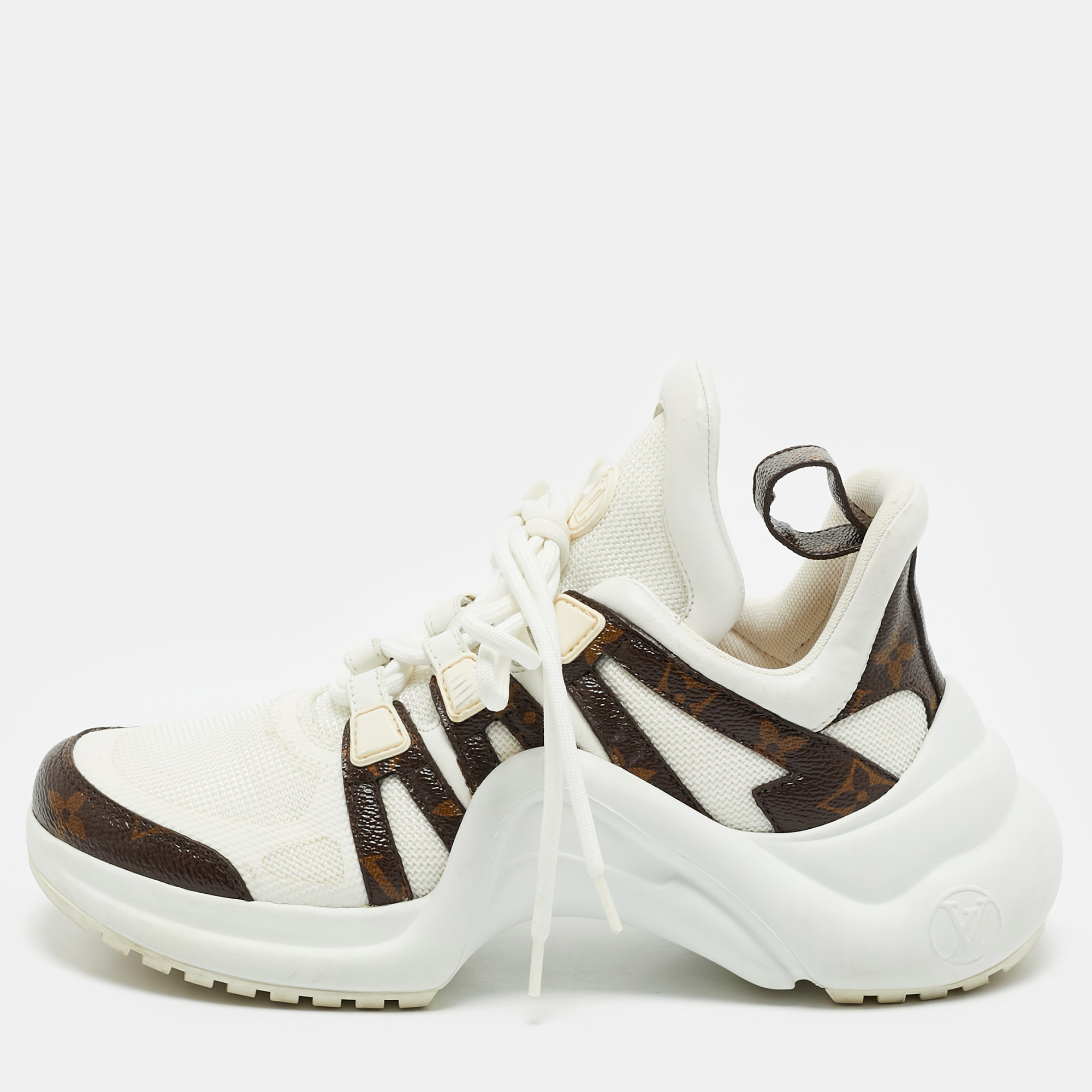 

Louis Vuitton Brown Monogram Canvas and Mesh Archlight Sneakers Size, White