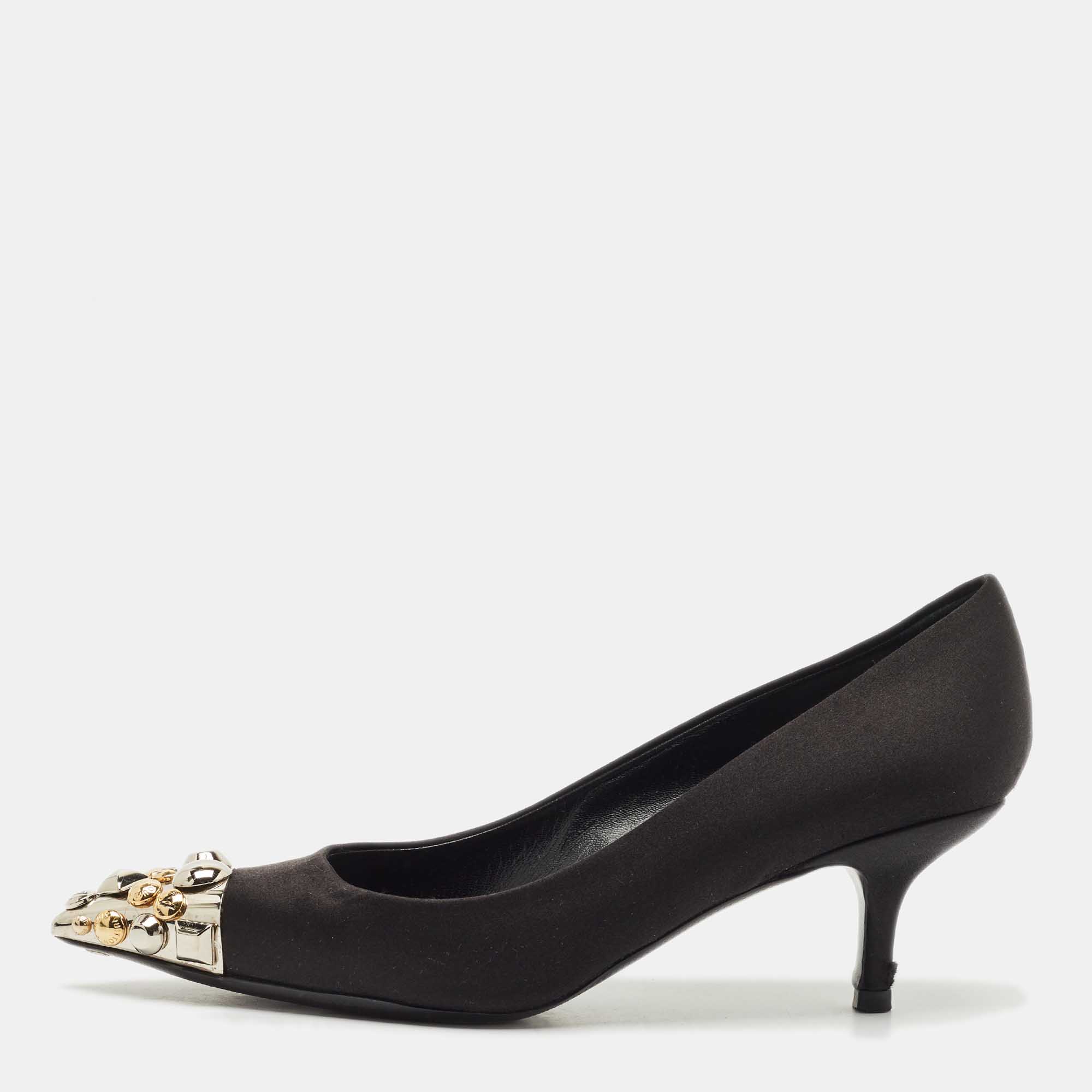 

Louis Vuitton Black Satin Bernice Studded Pumps Size