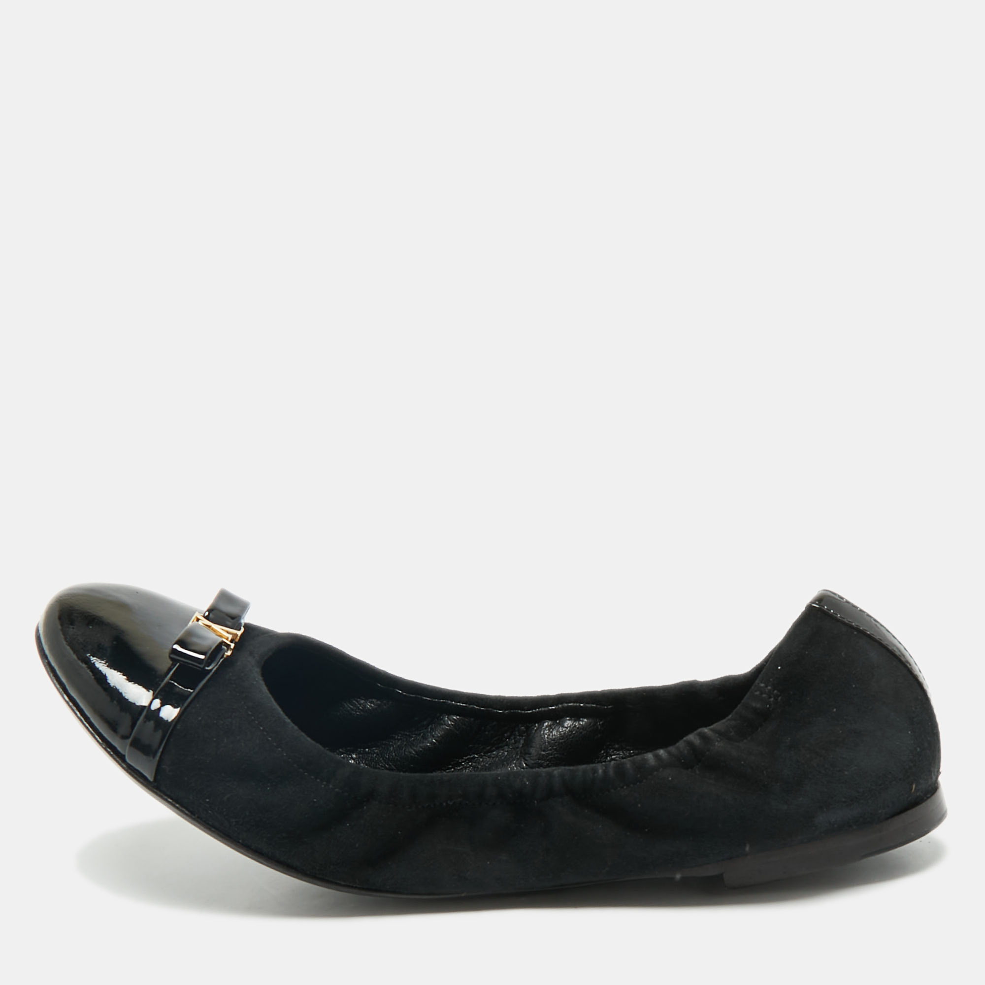 

Louis Vuitton Black Leather and Suede Elba Cap Toe Ballet Flats Size