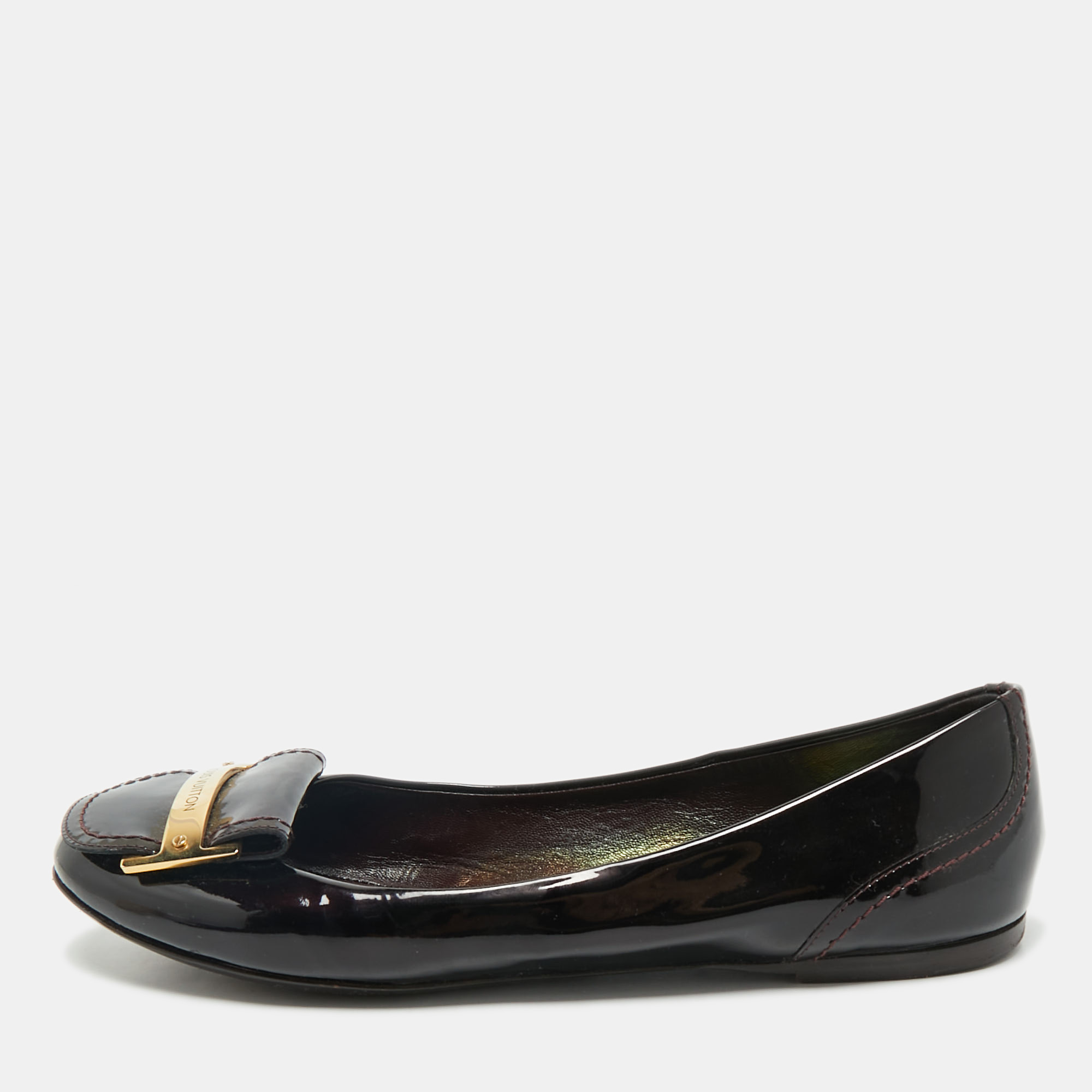 

Louis Vuitton Burgundy Patent Leather Ballet Flats Size