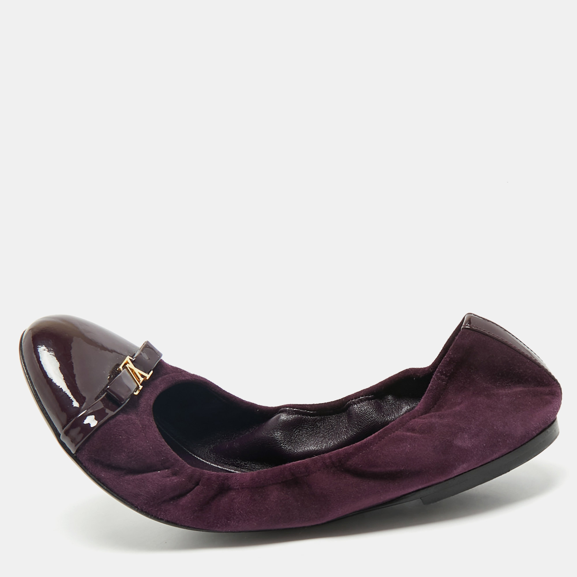 

Louis Vuitton Purple Suede and Leather Cap Toe Elba Ballet Flats Size