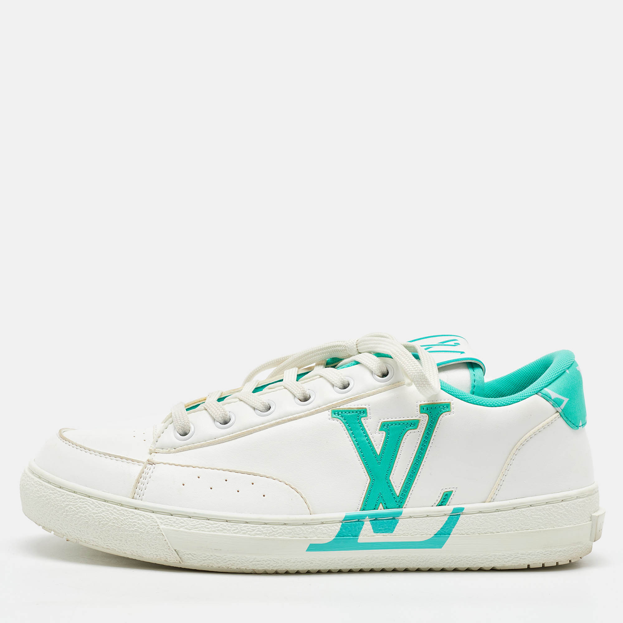 

Louis Vuitton White/Green Leather Charlie Low Top Sneakers Size