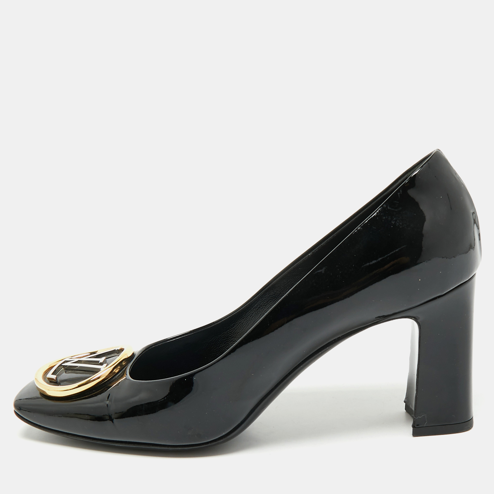 

Louis Vuitton Black Patent Leather Madeleine Pumps Size
