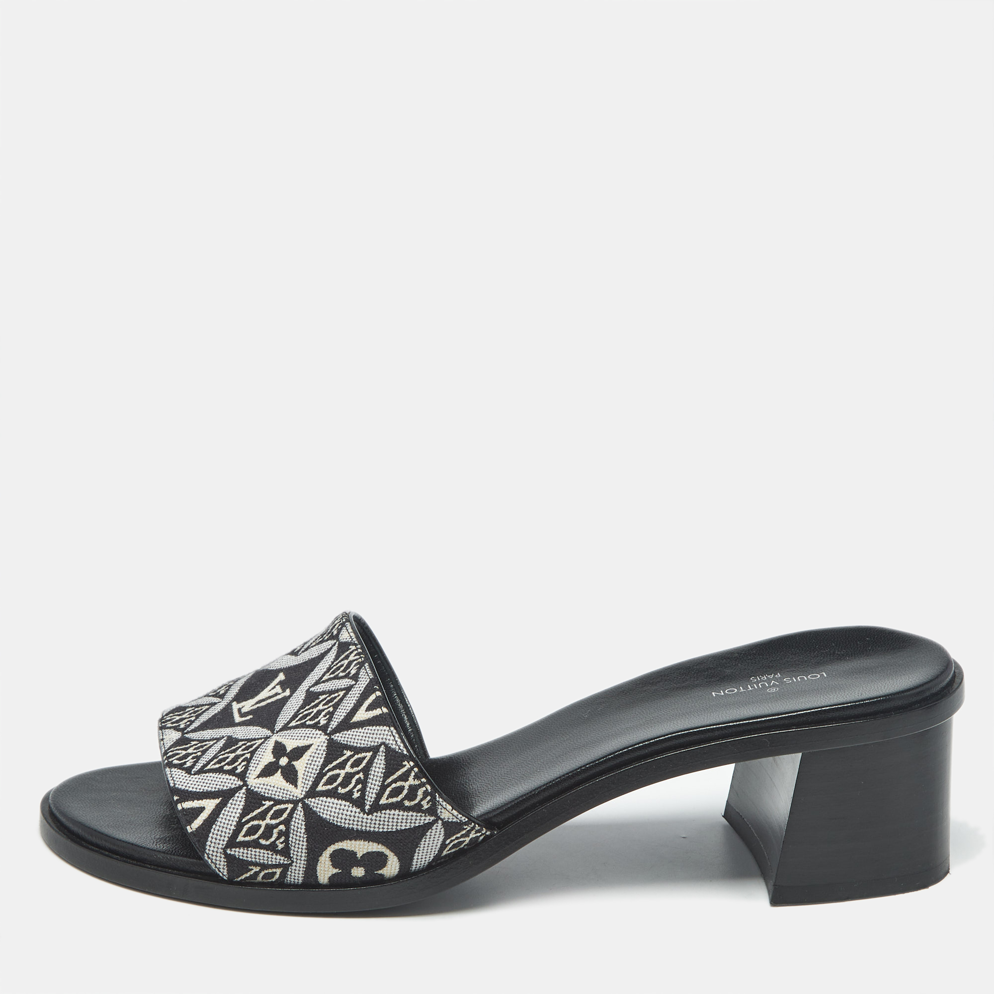 Pre-owned Louis Vuitton Black 1854 Canvas Slide Sandals Size 40