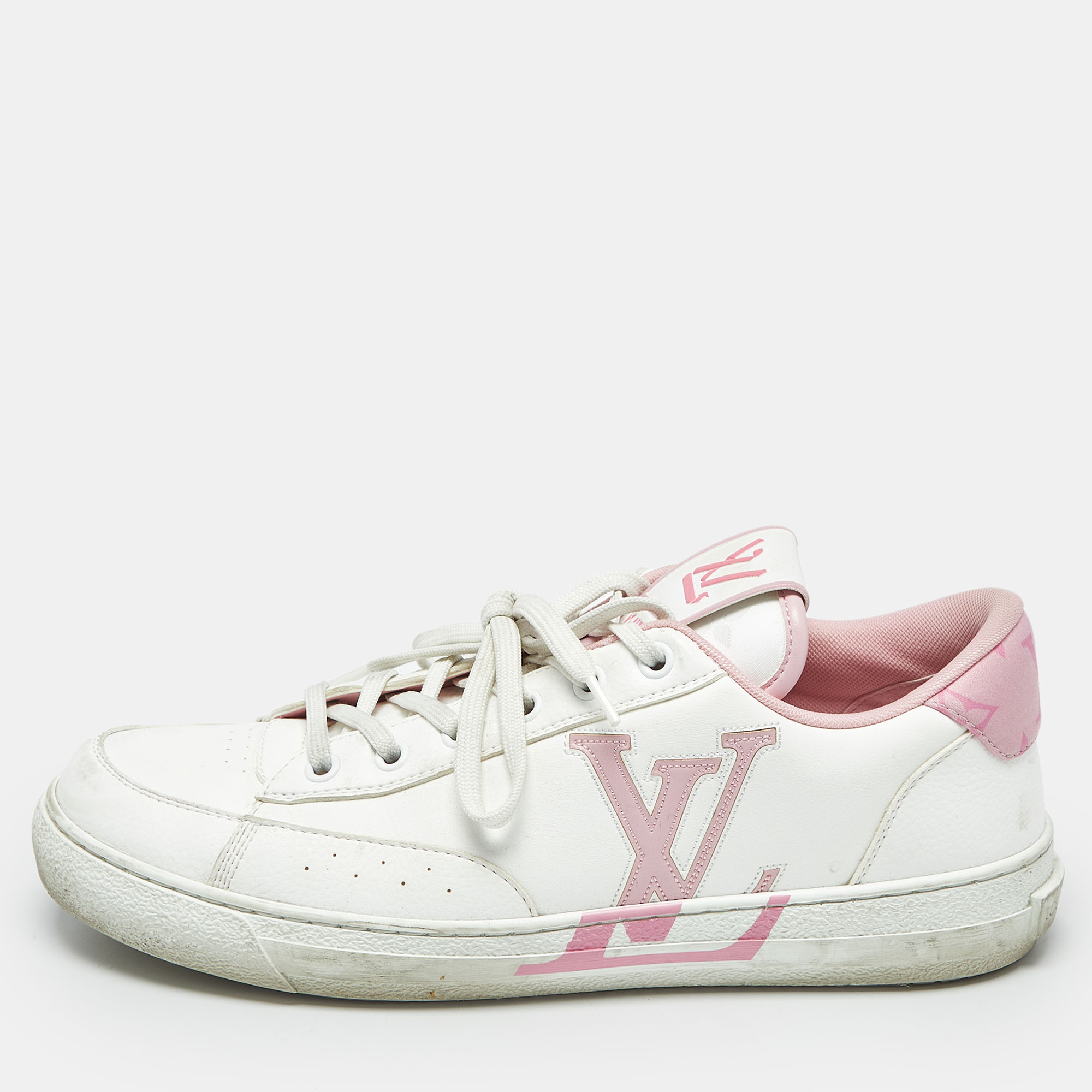 

Louis Vuitton White/Pink Leather Charlie Low Top Sneakers Size
