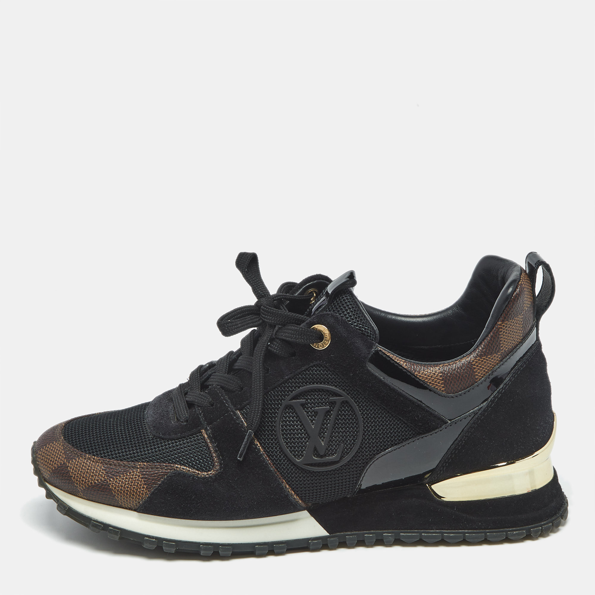 

Louis Vuitton Black Mesh and Damier Ebene Canvas Run Away Sneakers Size
