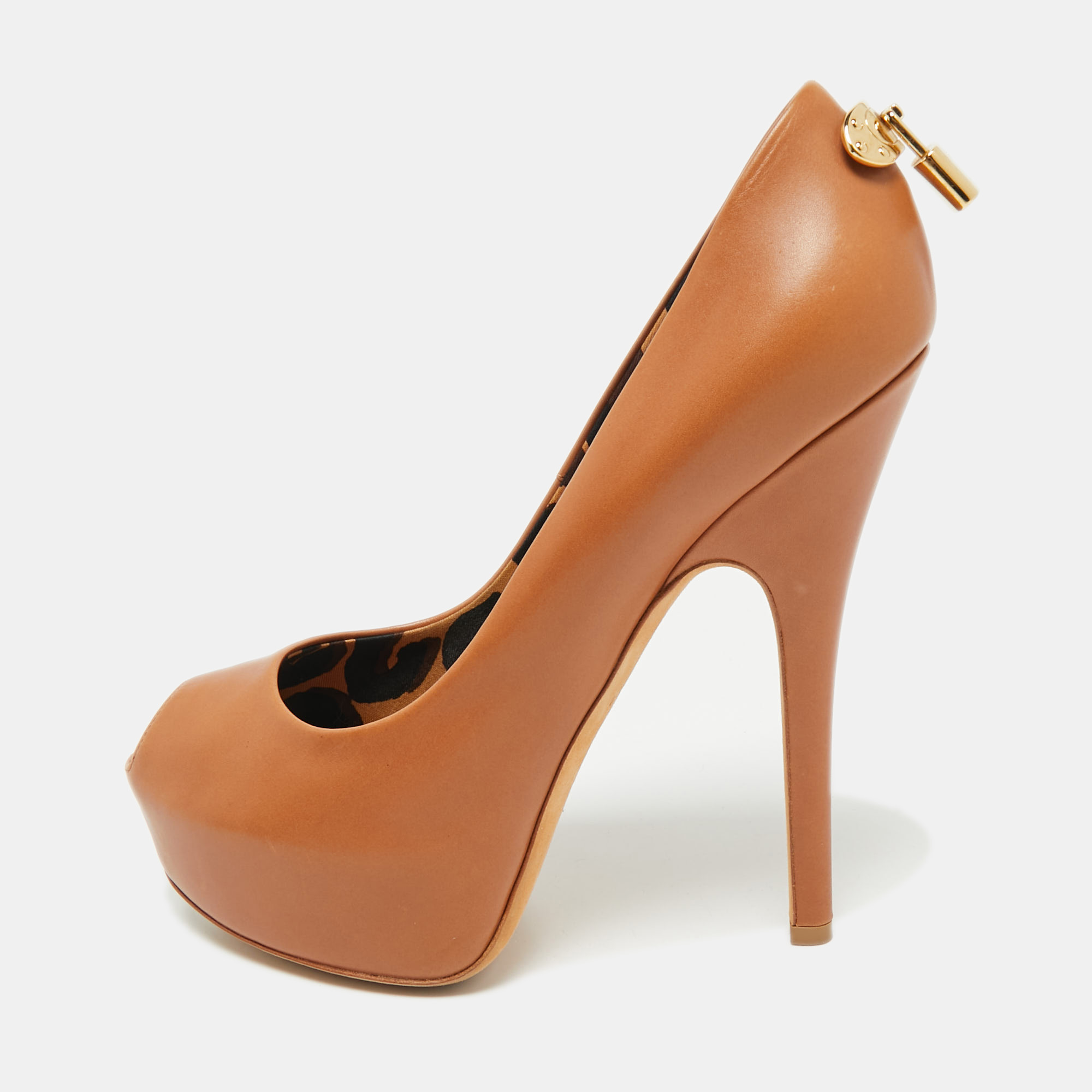 

Louis Vuitton Brown Leather Oh Really! Peep Toe Pumps Size