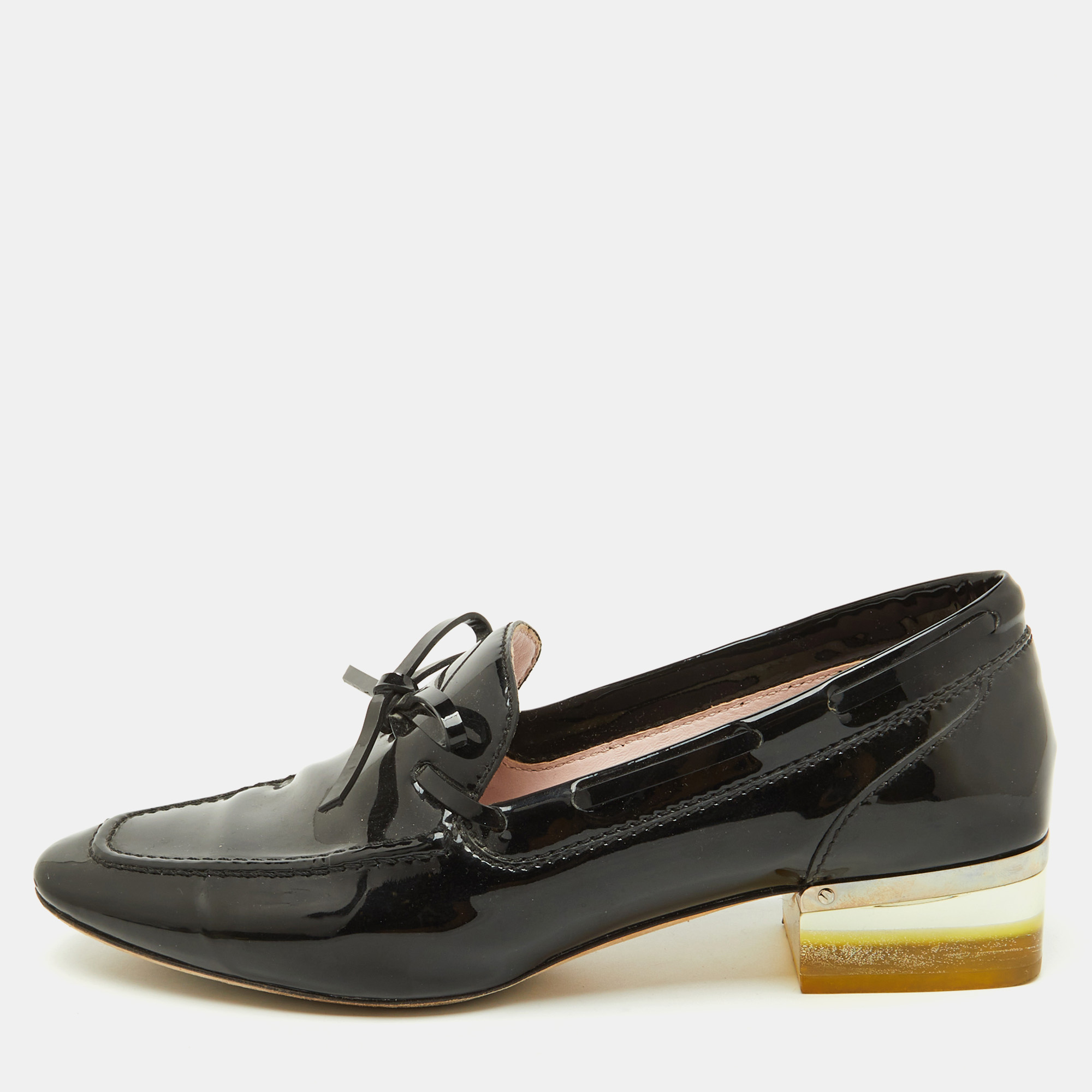 

Dior Black Patent Leather Bow Slip On Loafer Pumps Size