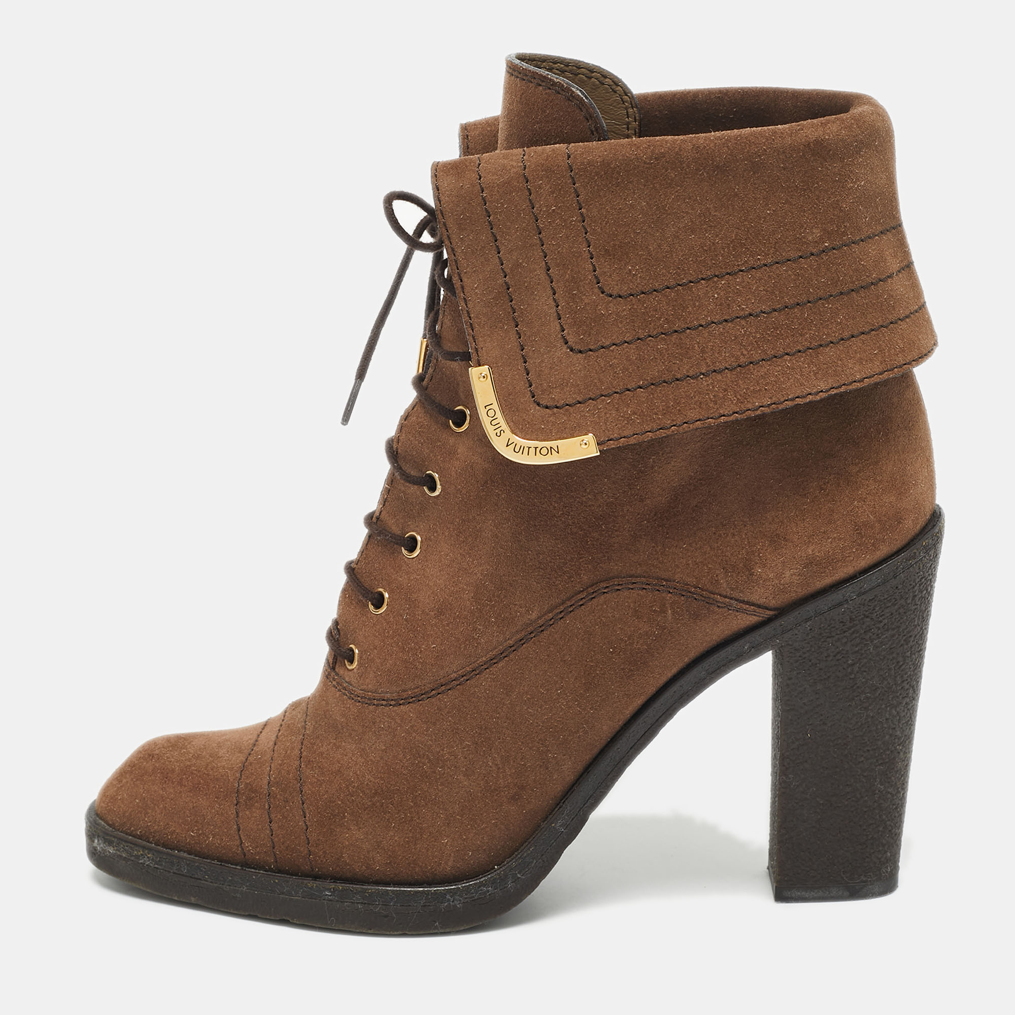 

Louis Vuitton Brown Suede Ankle Length Boots Size