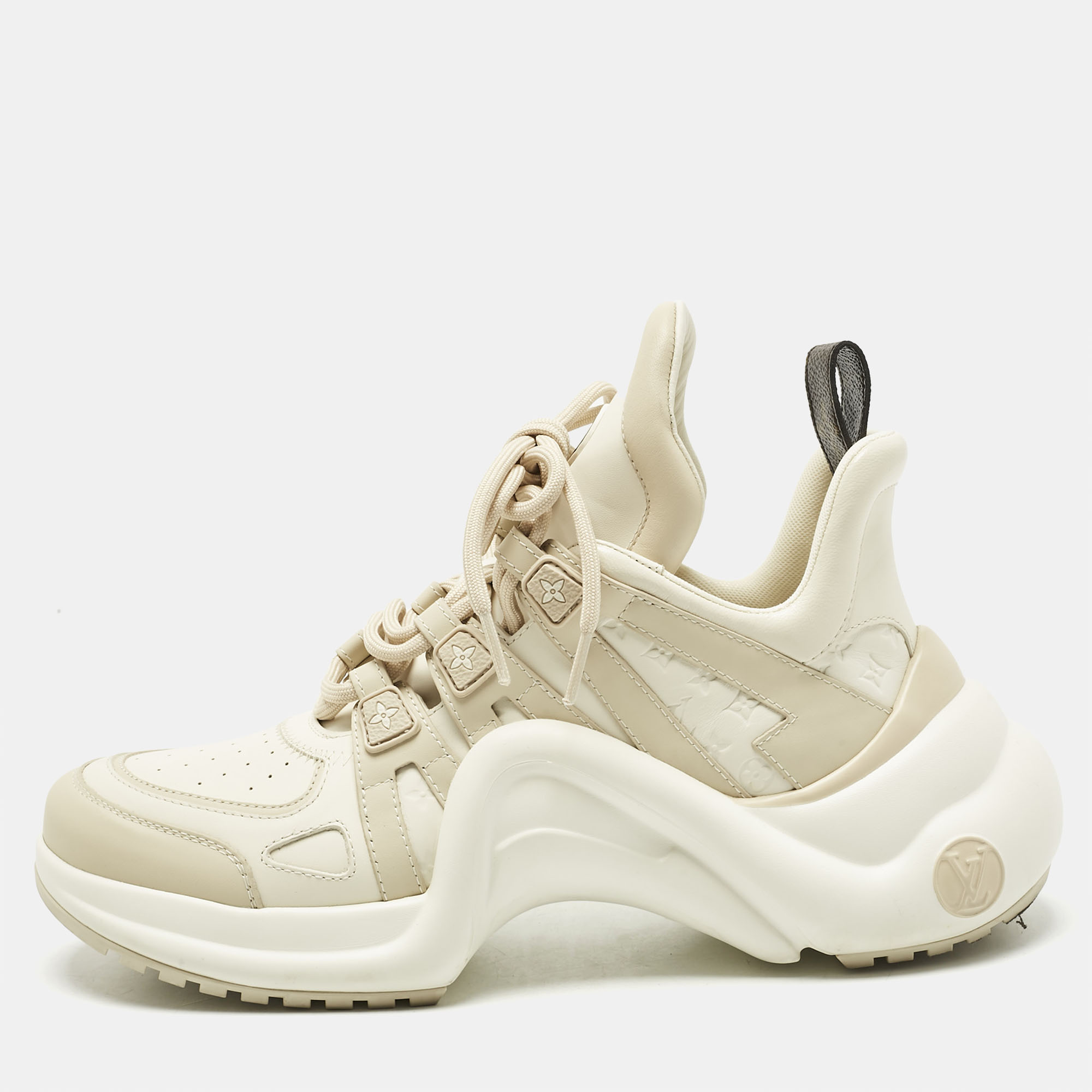 

Louis Vuitton Beige Monogram Leather Archlight Sneakers Size