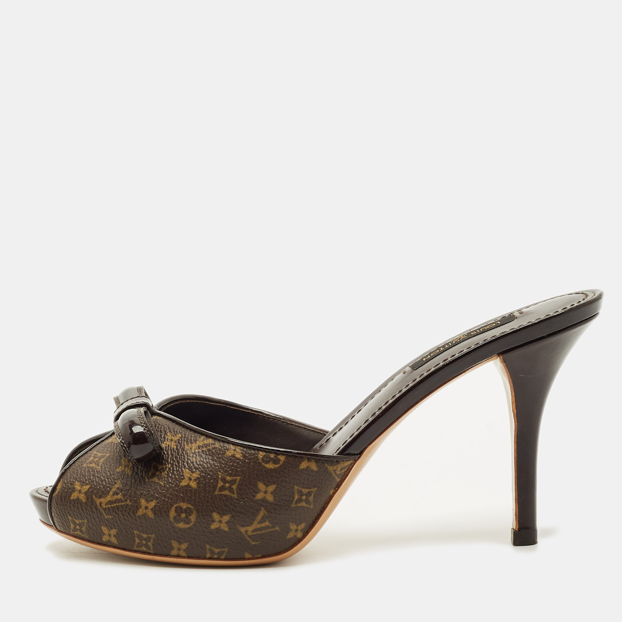 Pre-owned Louis Vuitton Brown Monogram Canvas Malibu Slide Sandals Size 36.5