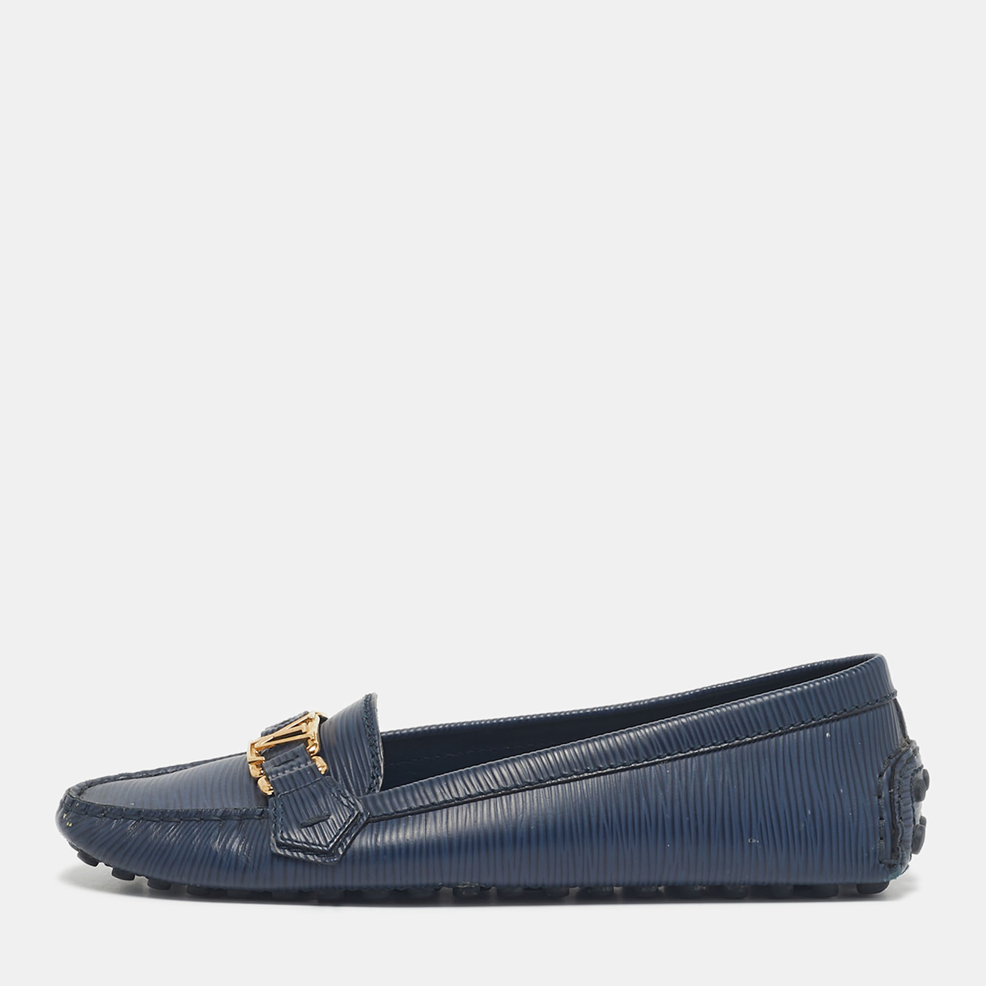 Louis Vuitton Navy Blue Epi Leather Oxford Loafers Size 41