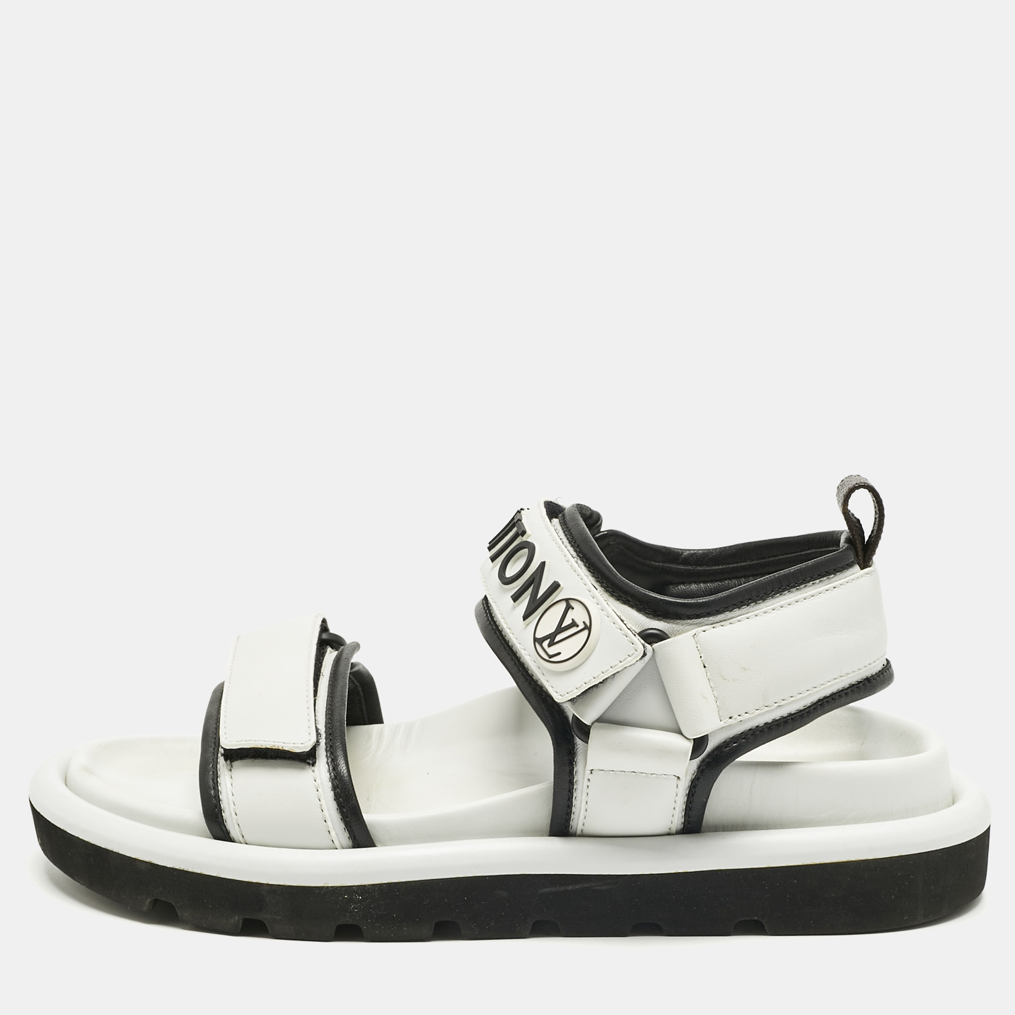 

Louis Vuitton White/Black Leather Arcade Sandals Size
