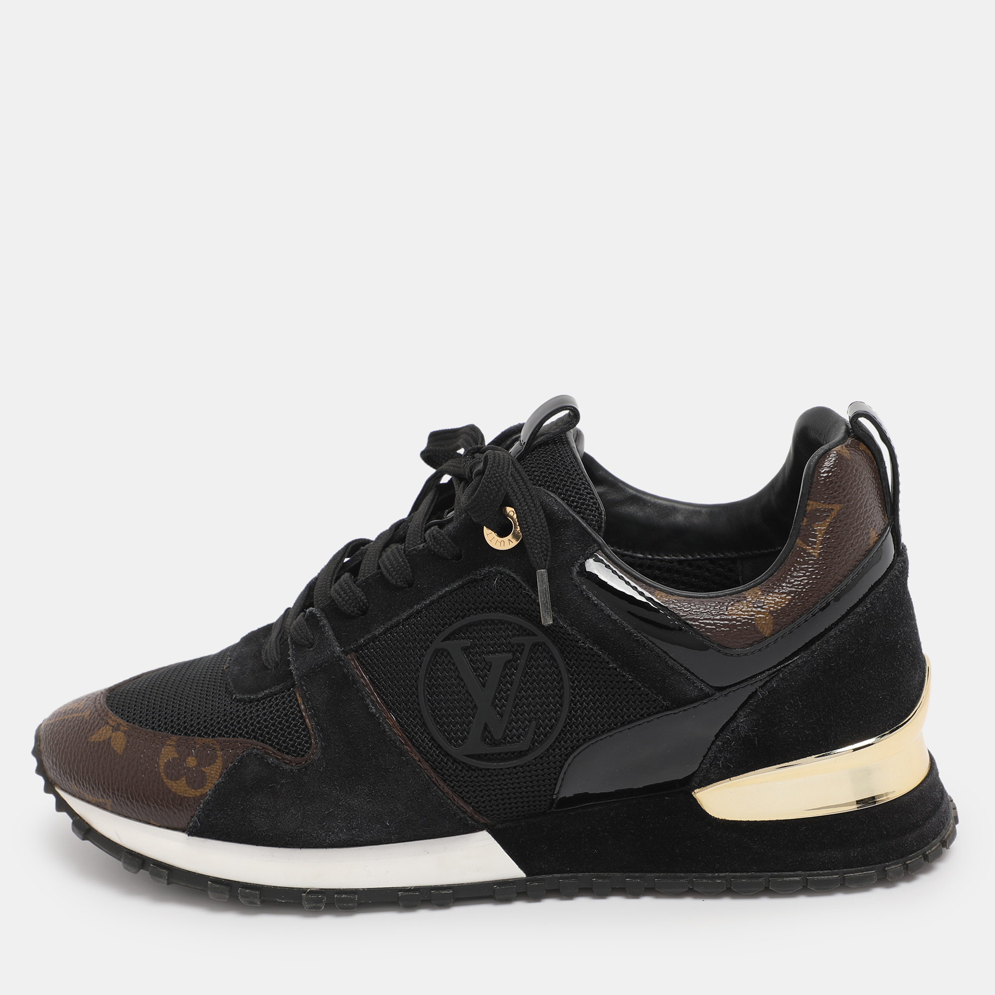 

Louis Vuitton Brown/Black Monogram Coated Canvas and Leather Run Away Low Top Sneakers Size
