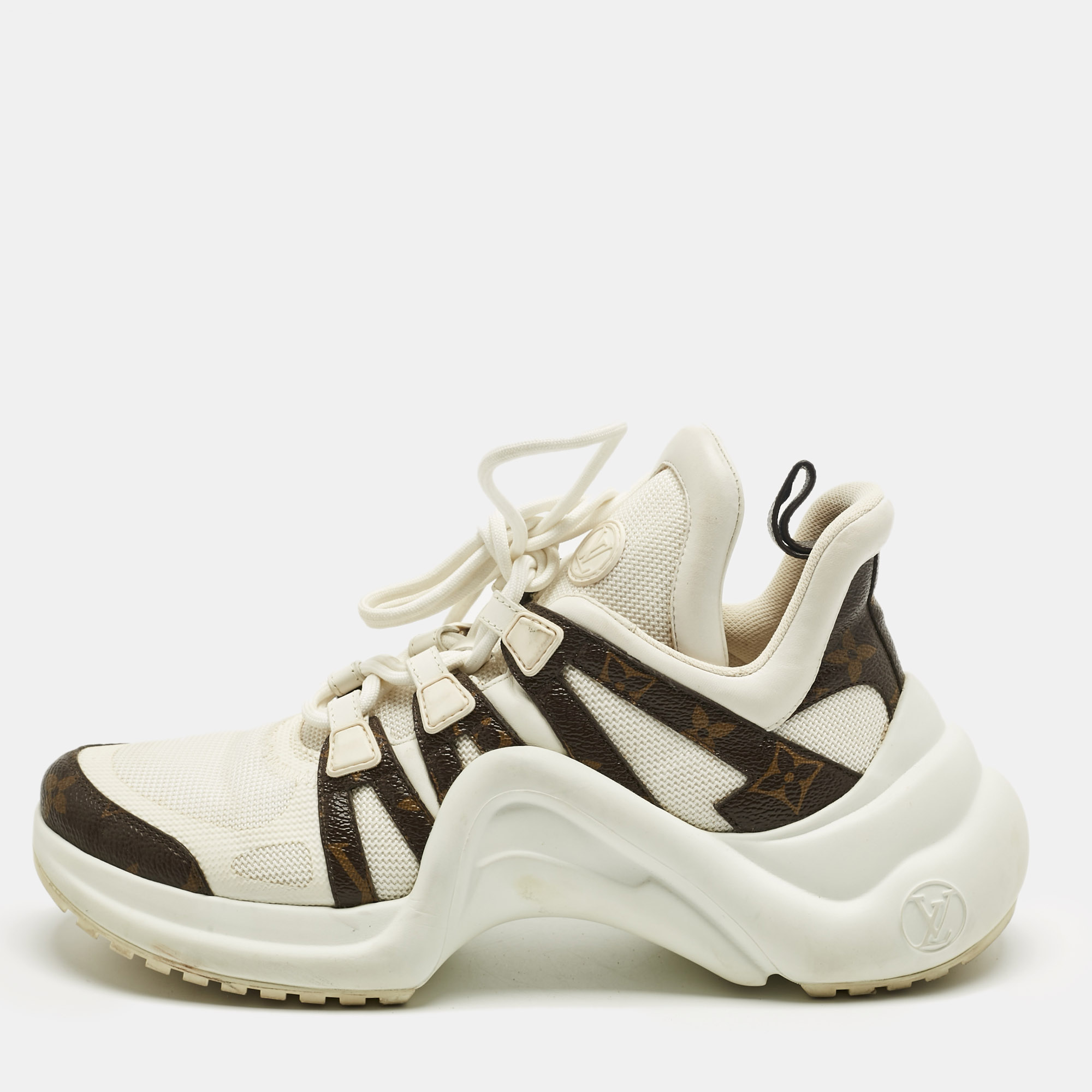 

Louis Vuitton White Monogram Canvas and Leather Archlight Low Top Sneakers Size