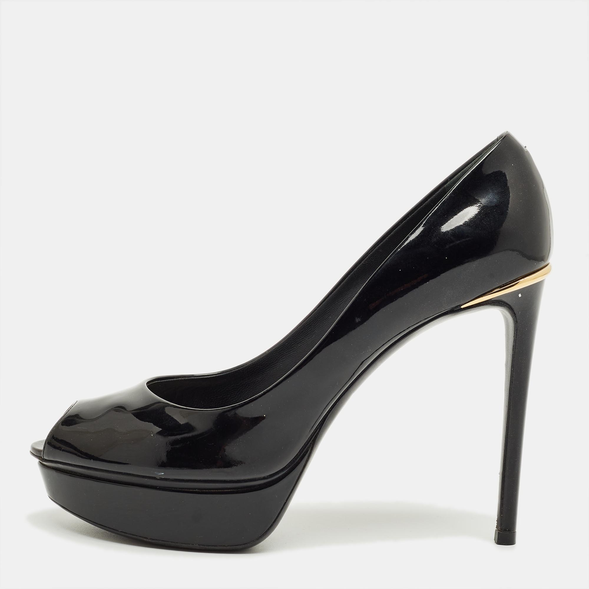 

Louis Vuitton Black Patent Leather Eyeline Peep Toe Pumps Size