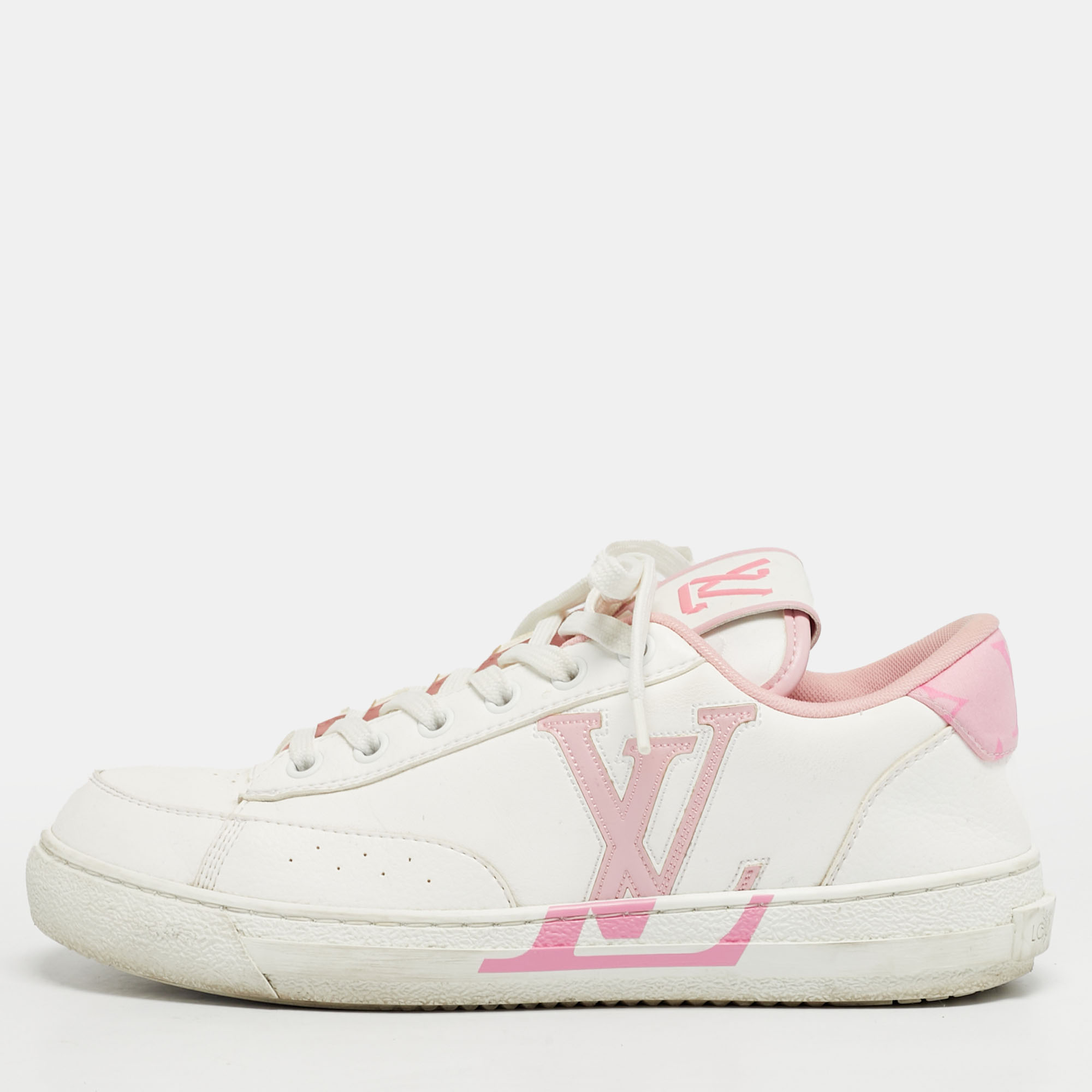

Louis Vuitton White/Pink Leather Charlie Low Top Sneakers Size
