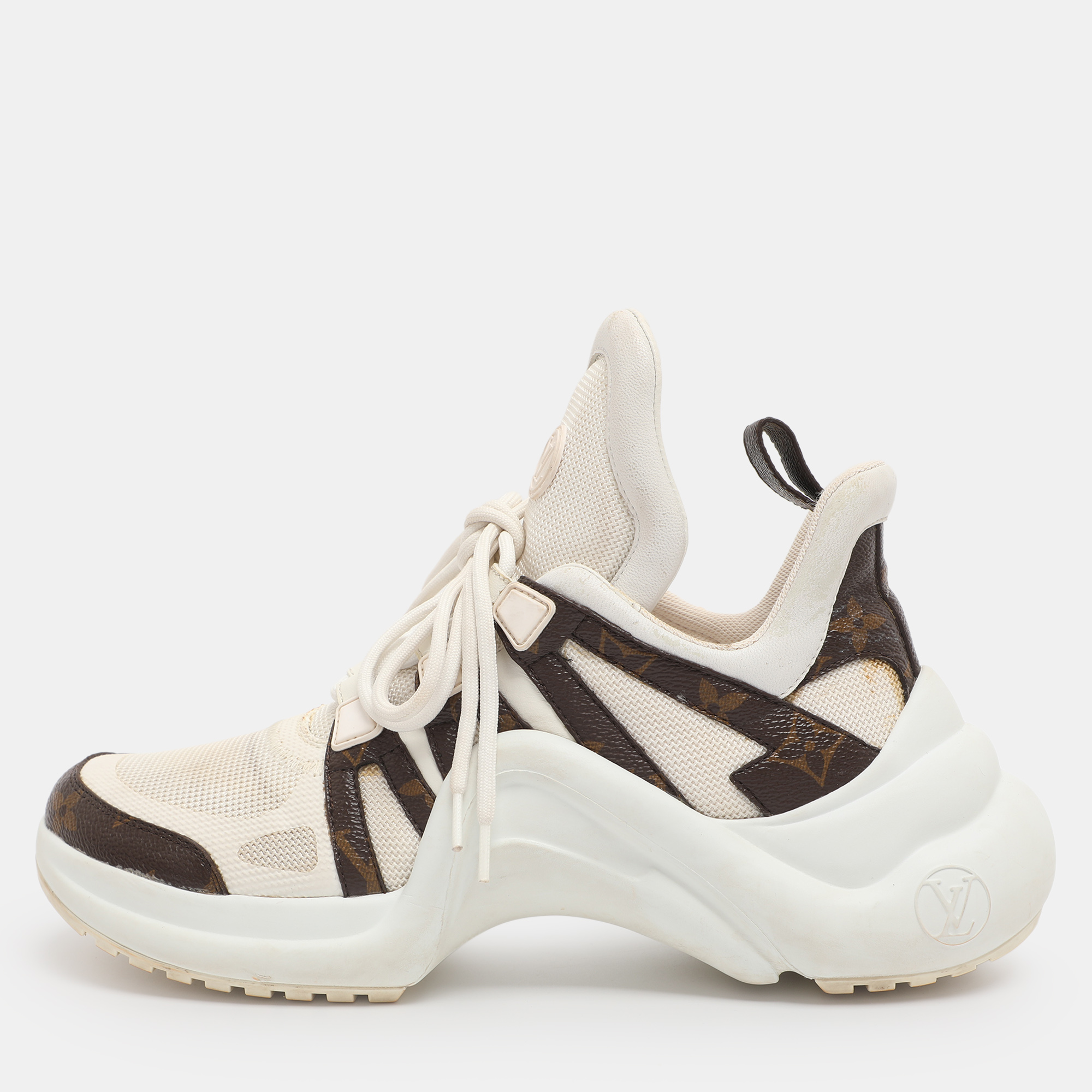 

Louis Vuitton White/Brown Canvas and Mesh Archlight Sneakers Size