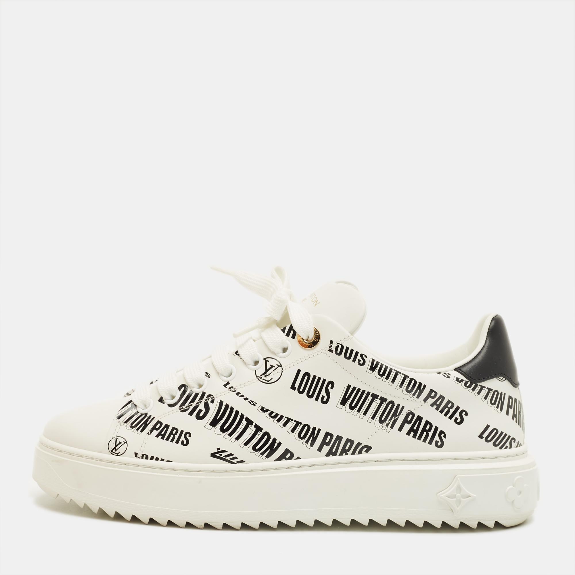 

Louis Vuitton White/Black Leather Time Out Sneakers Size