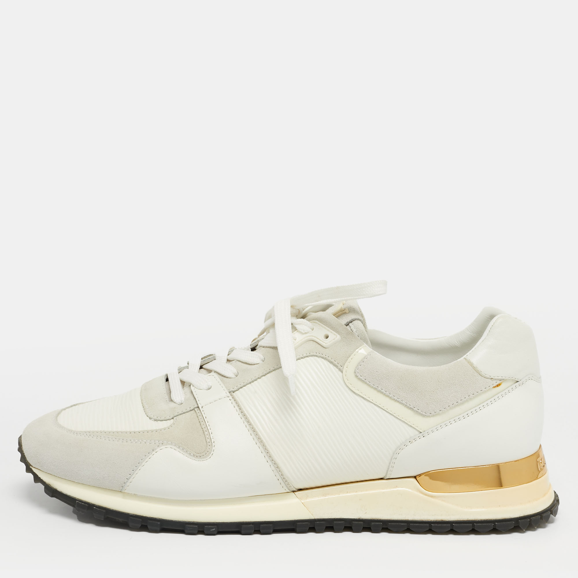 Click to view more detailed imagery on our partner's website Pre-owned Louis Vuitton White Leather And Suede Run Away Lace Up Sneakers Size 39.5