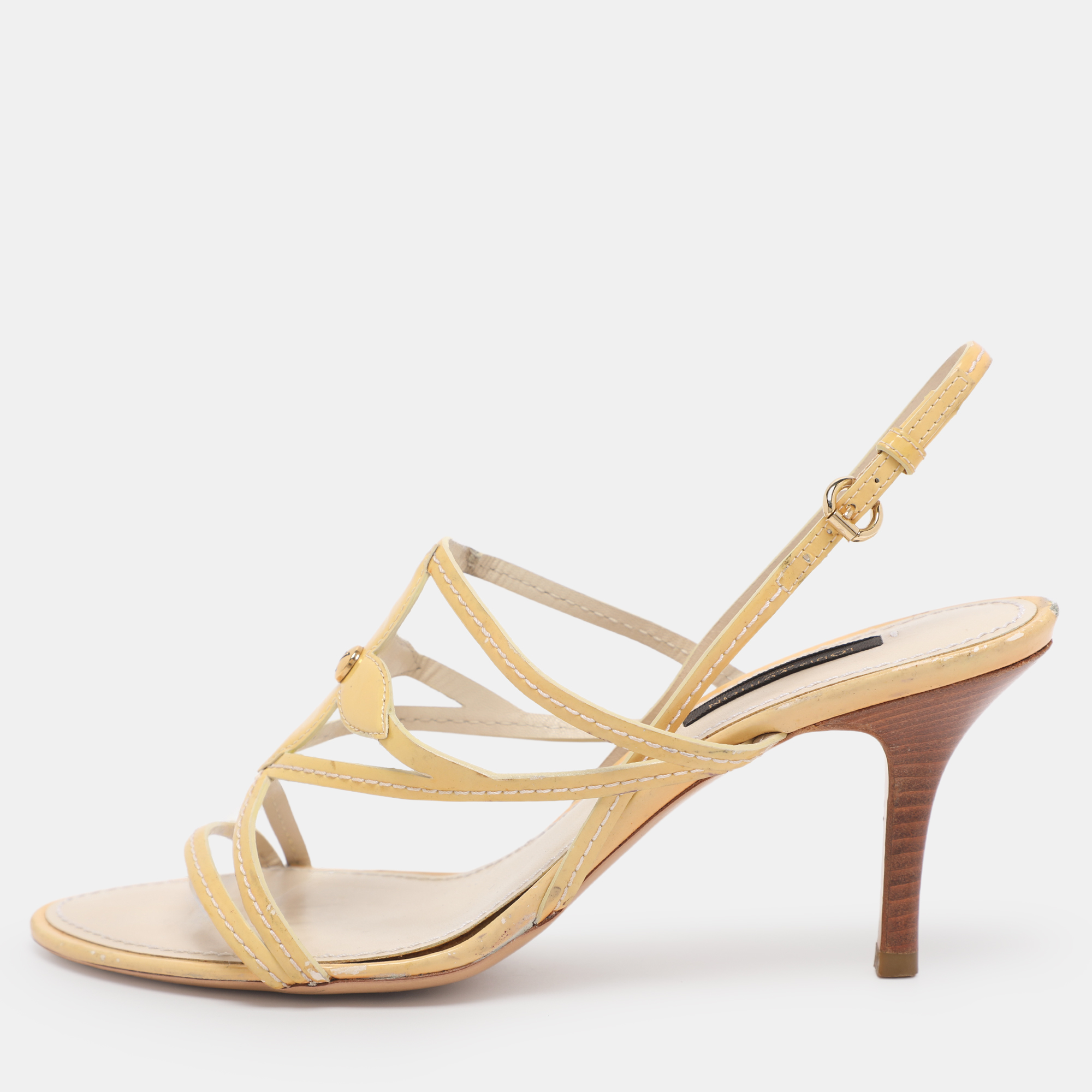 

Louis Vuitton Yellow Patent Leather Strappy Slingback Sandals Size 36.5
