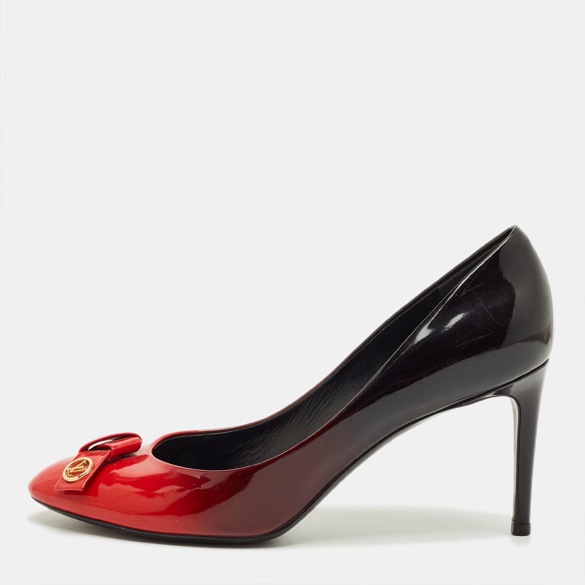 Pre-owned Louis Vuitton Ombre Black/red Patent Leather Fiance Pumps Size 39
