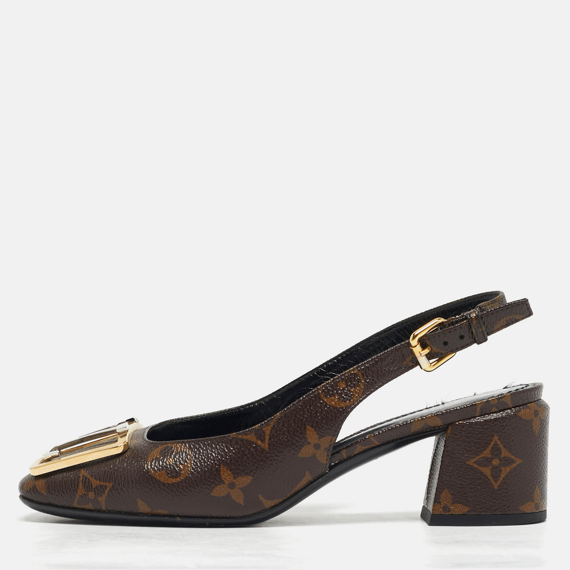 

Louis Vuitton Madeleine Size  Brown Damier Canvas Slingback Pumps
