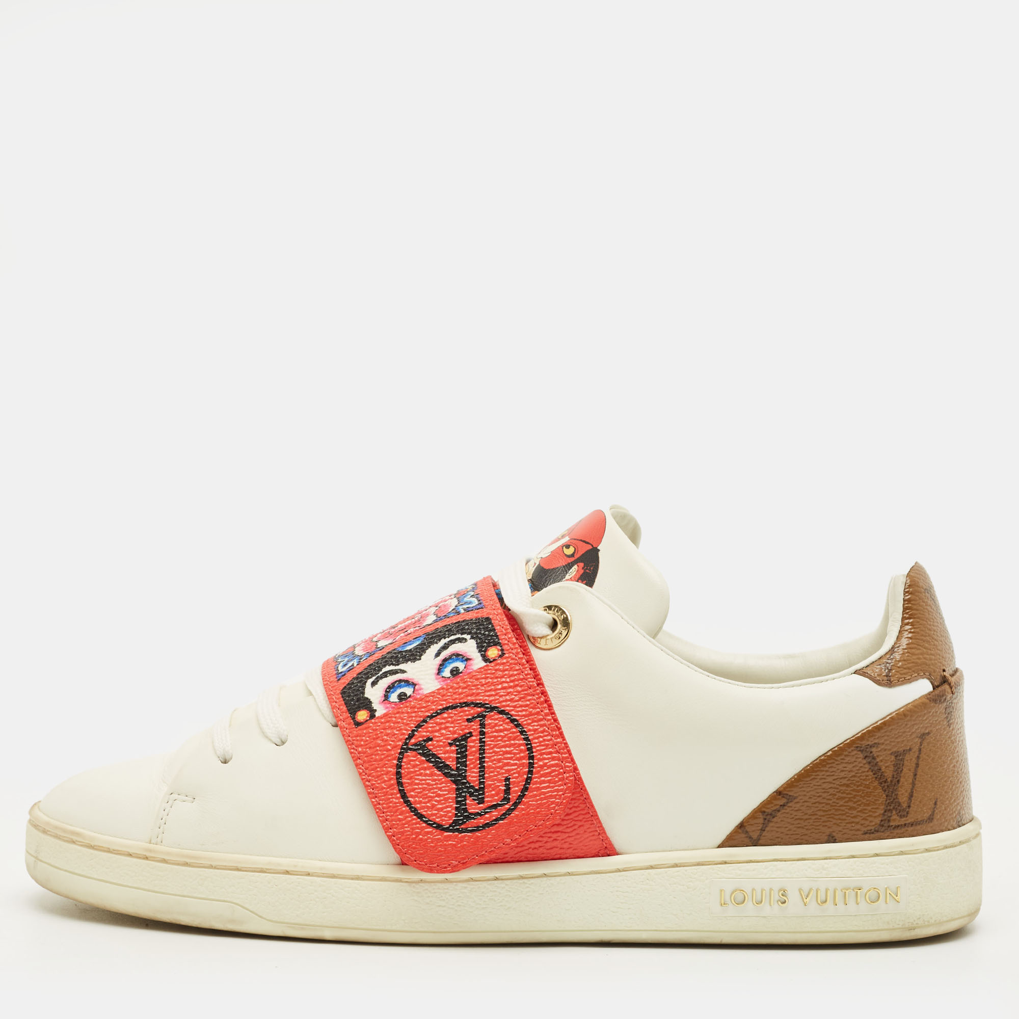 Click to view more detailed imagery on our partner's website Pre-owned Louis Vuitton Kyoto Size 37 White Leather And Monogram Reverse Canvas Sneakers