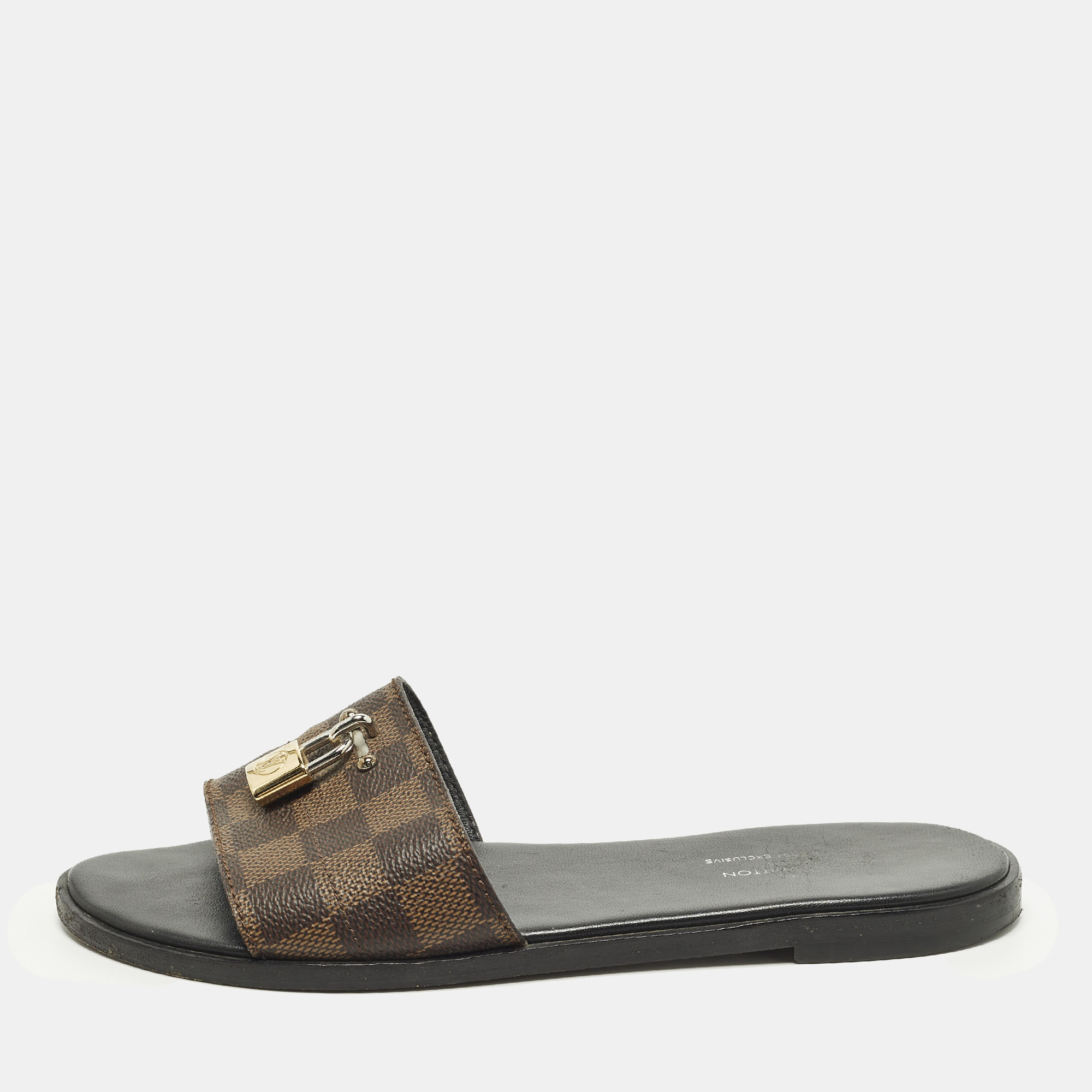 

Louis Vuitton Lock It Size  Brown Monogram Canvas Flat Slide