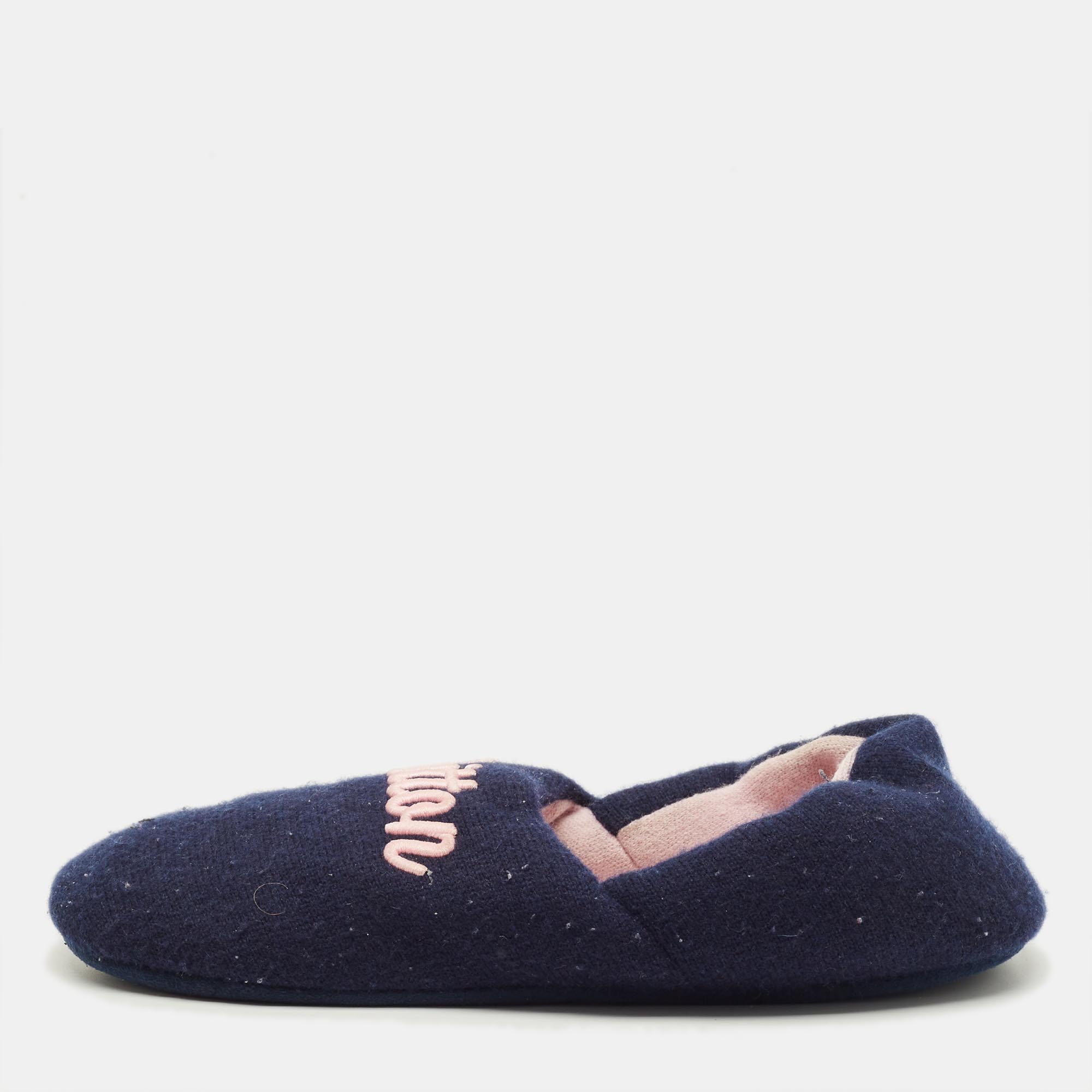 Pre-owned Louis Vuitton Dreamy Size 39 Navy Blue Wool Flats