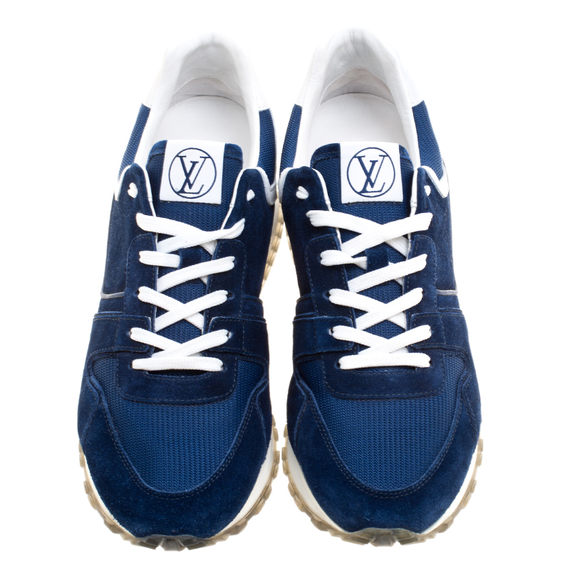 Louis Vuitton Men's Run Away Sneakers Suede with Mesh Blue 2228931