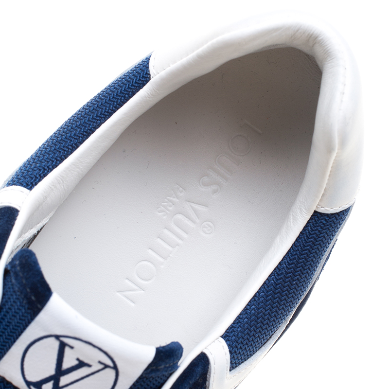 Louis Vuitton Go 0157 Men's Sneakers Blue Suede Runaway Line Shoes Sz  7.5 M