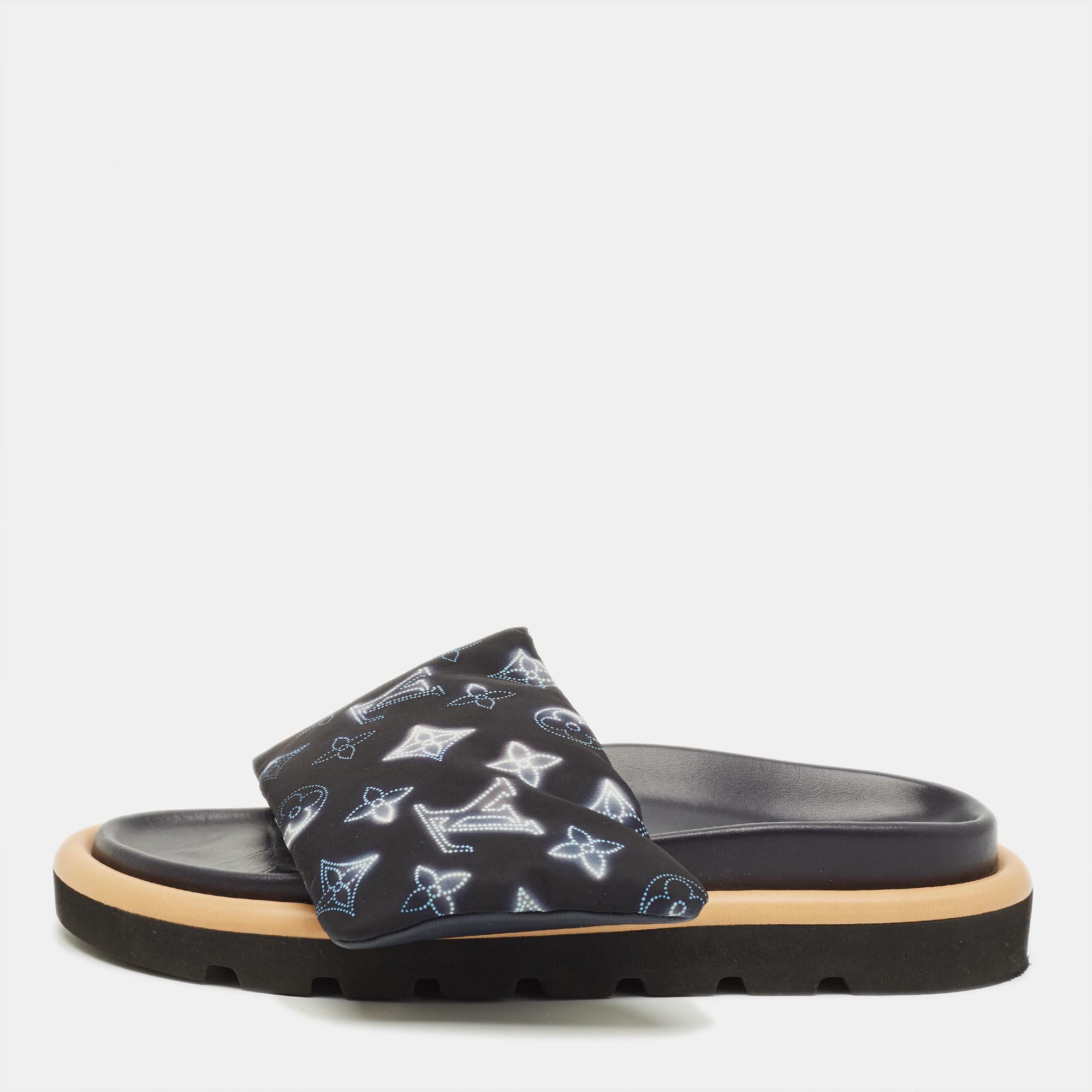 

Louis Vuitton Pool Pillow Size  Navy Blue Monogram Neoprene Flat Slide