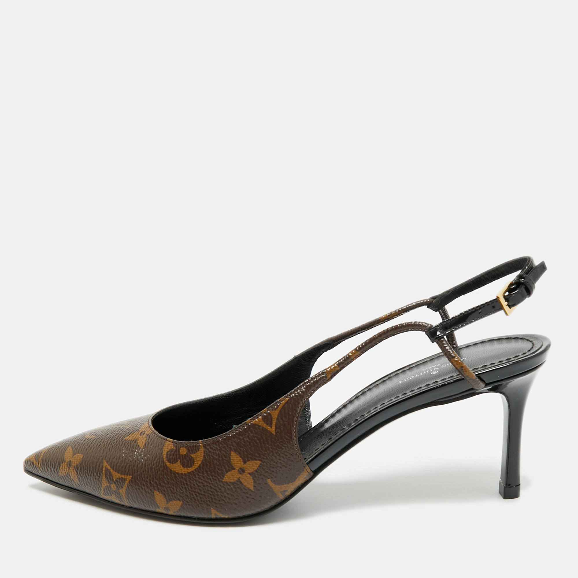

Louis Vuitton Chérie Size  Monogram Canvas Slingback Pumps, Brown