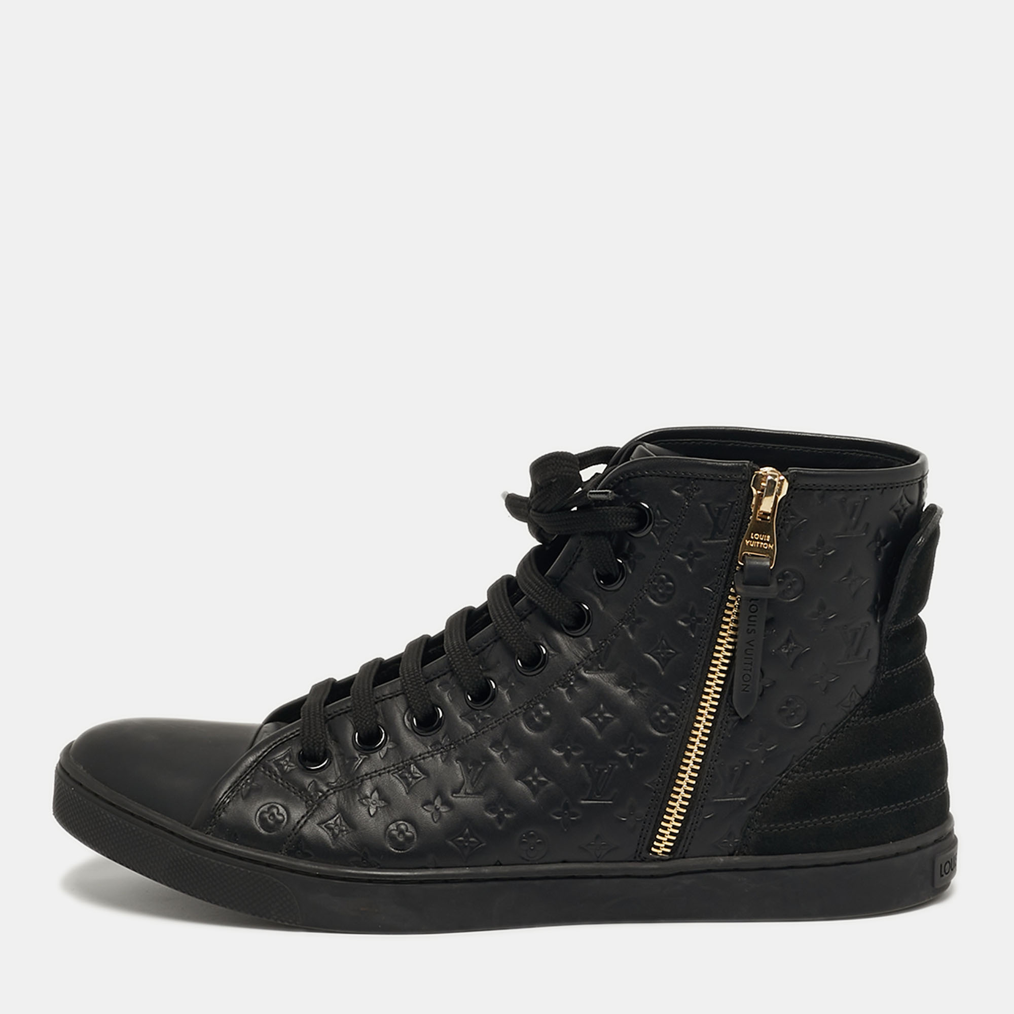 

Louis Vuitton Punchy Size  Black Monogram Leather High Top Sneakers