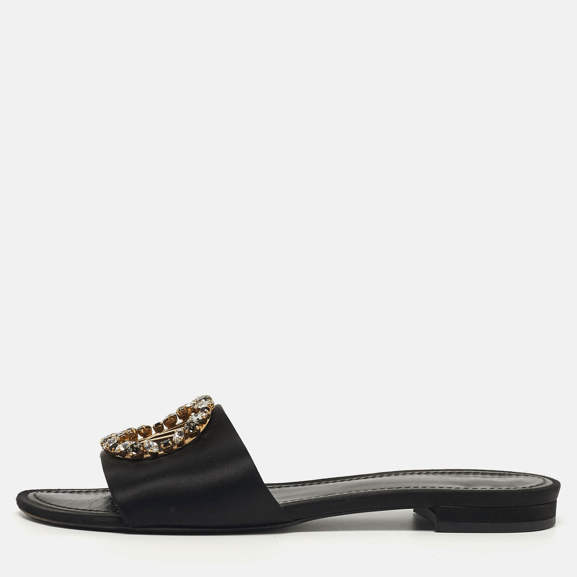 

Louis Vuitton Madeleine Size  Black Satin Flat Slide