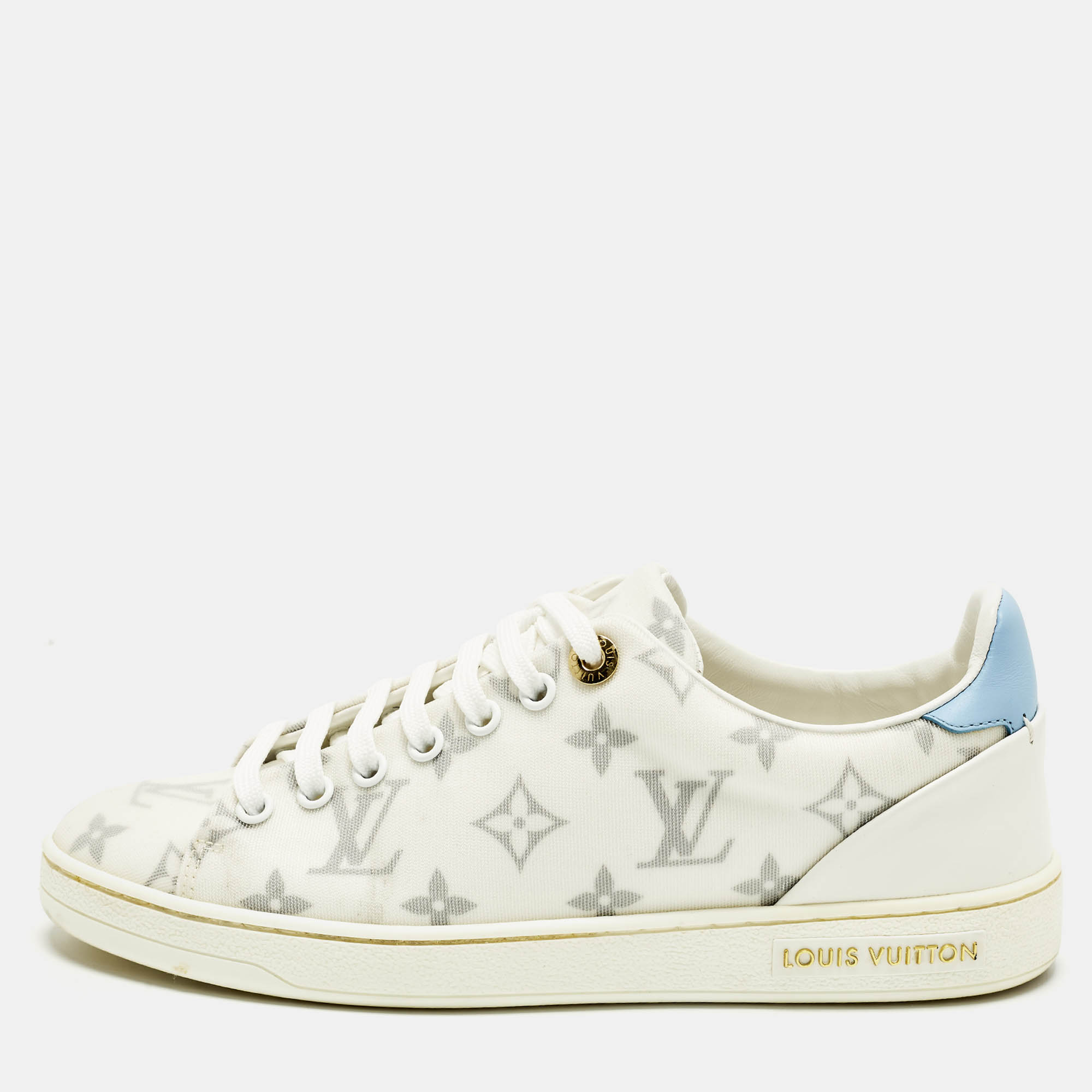 

Louis Vuitton Frontrow Size  White/Blue Leather and Mesh Lace Up Sneakers