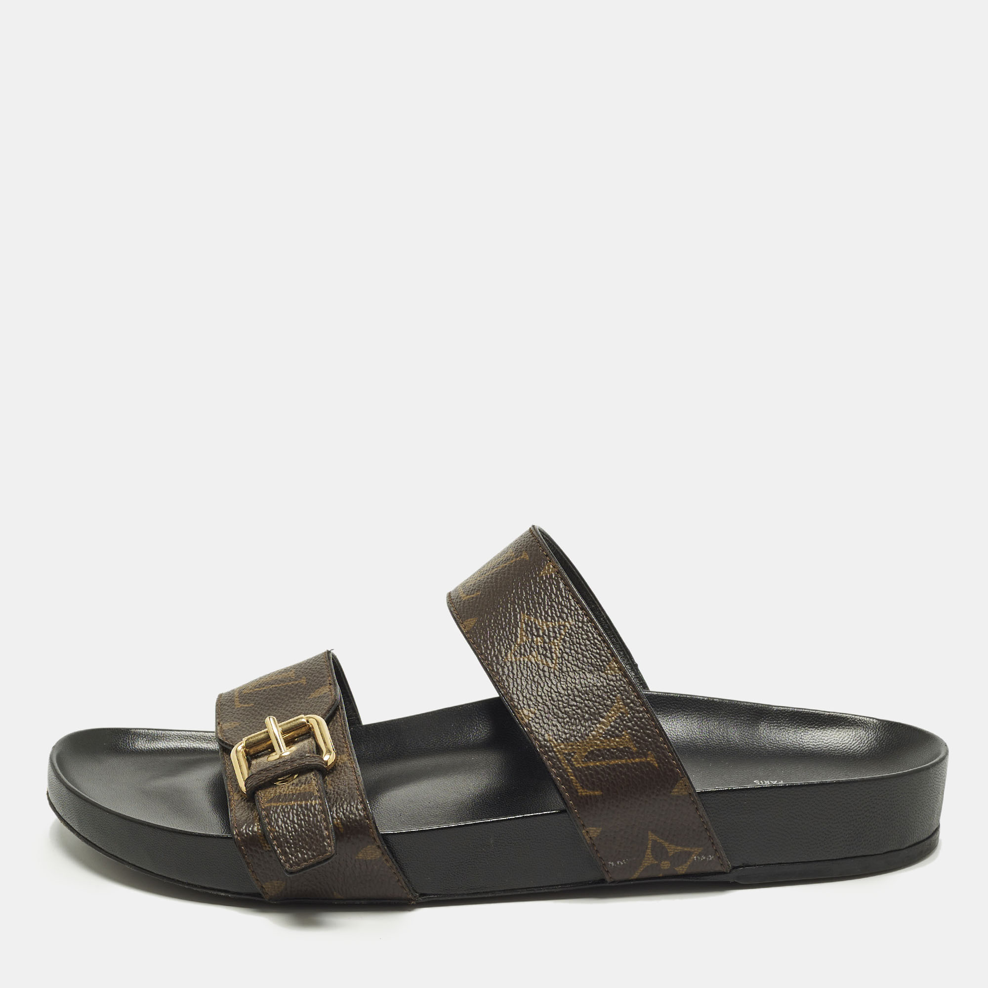 

Louis Vuitton Bom Dia Size  Monogram Canvas Flat Slide Sandals, Brown