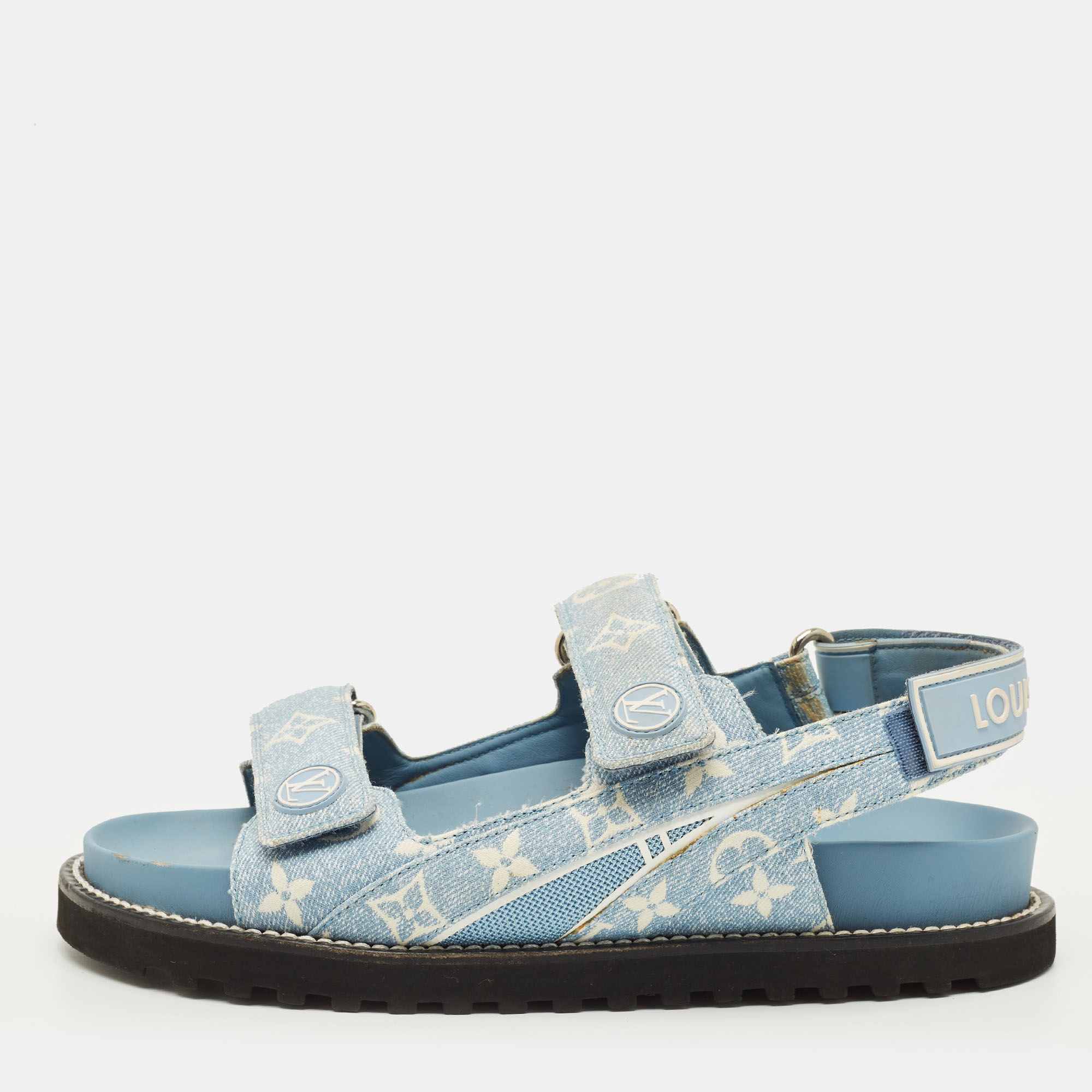 

Louis Vuitton Paseo Size  Blue Denim Flat Slingback Sandals