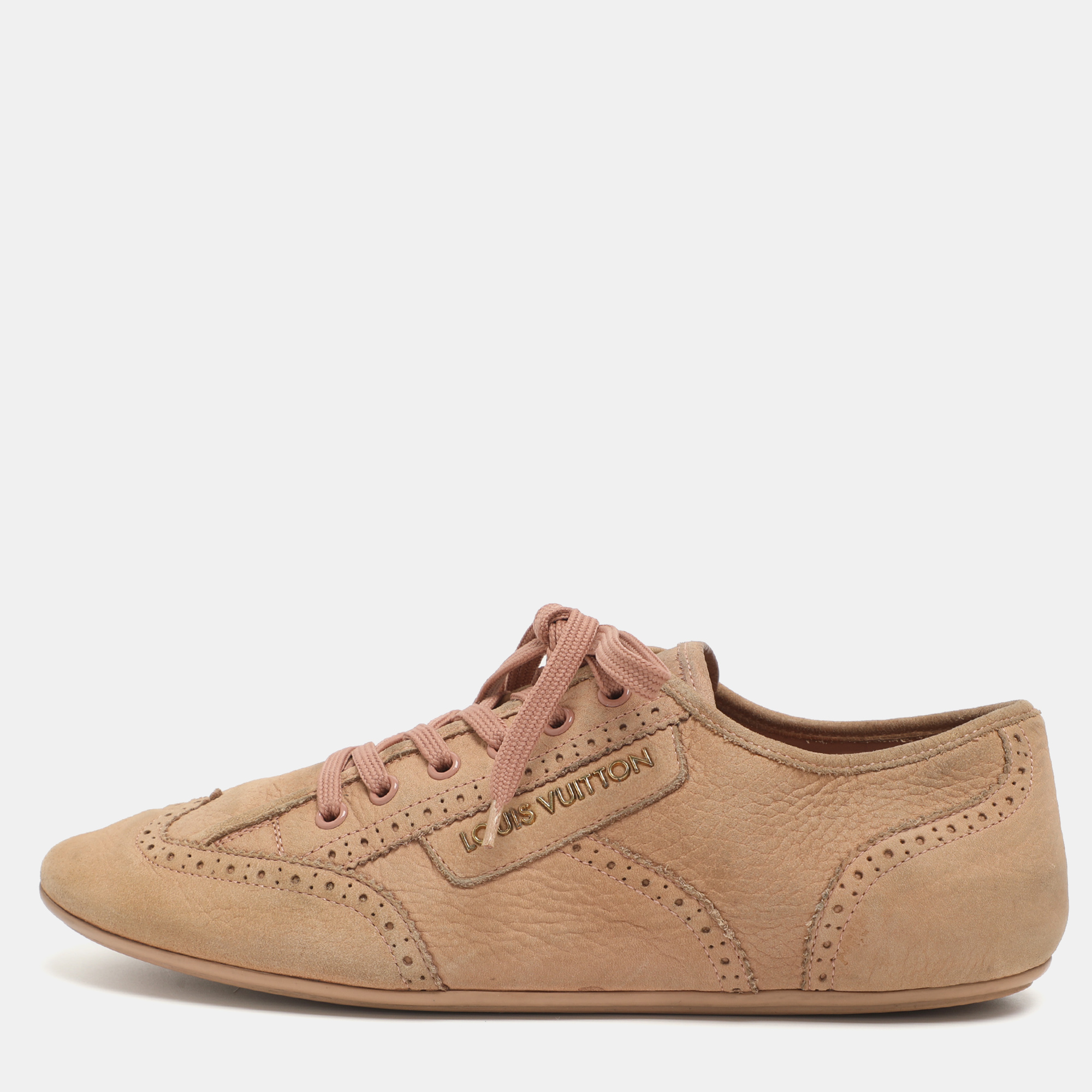 

Louis Vuitton Size  Beige Nubuck Leather Brogue Low Top Sneakers