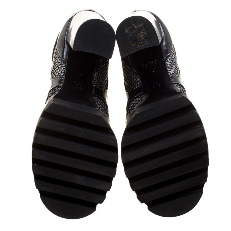 Louis Vuitton Metallic Grey Leather and Mesh Digital Gate Platform Ankle  Boots Size 39 Louis Vuitton